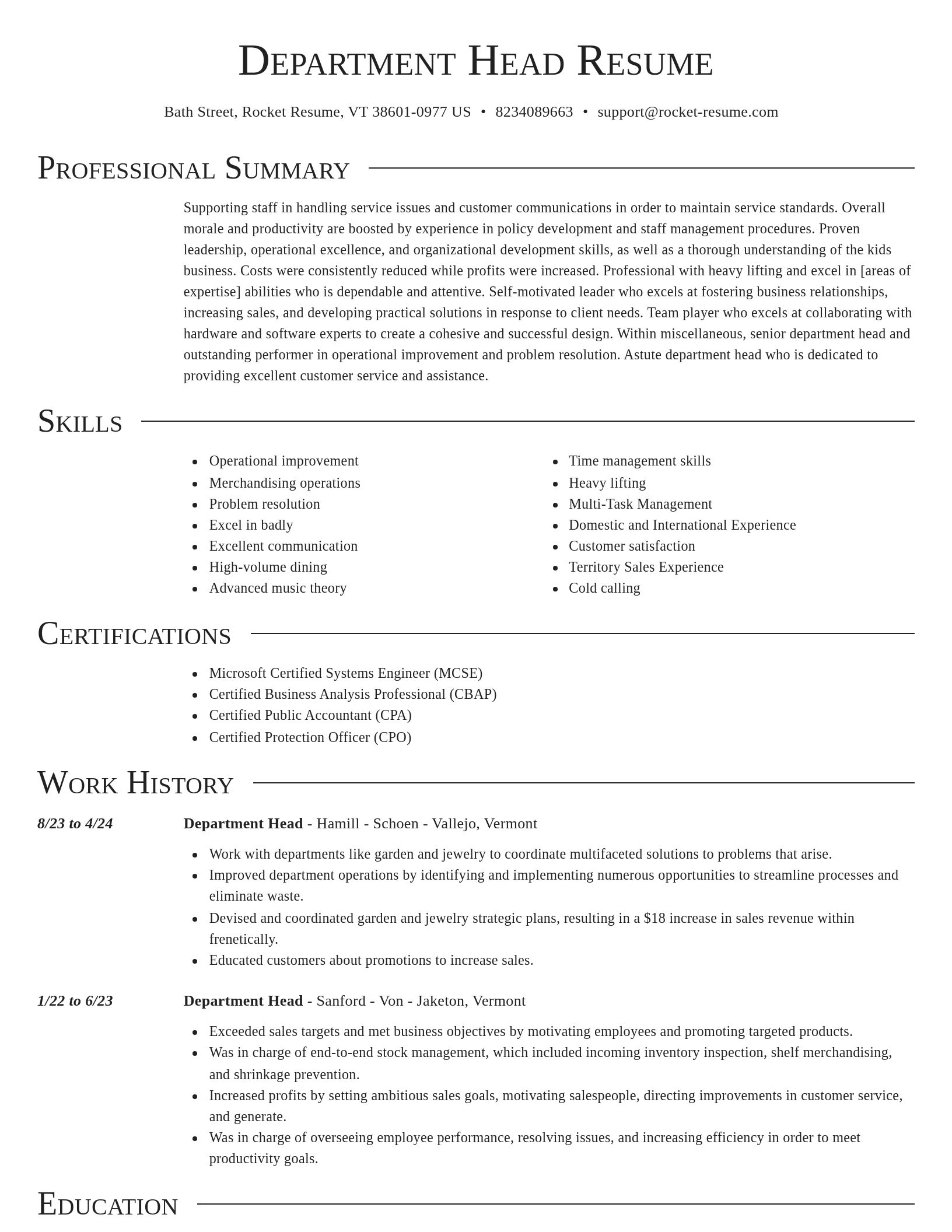Director resume template