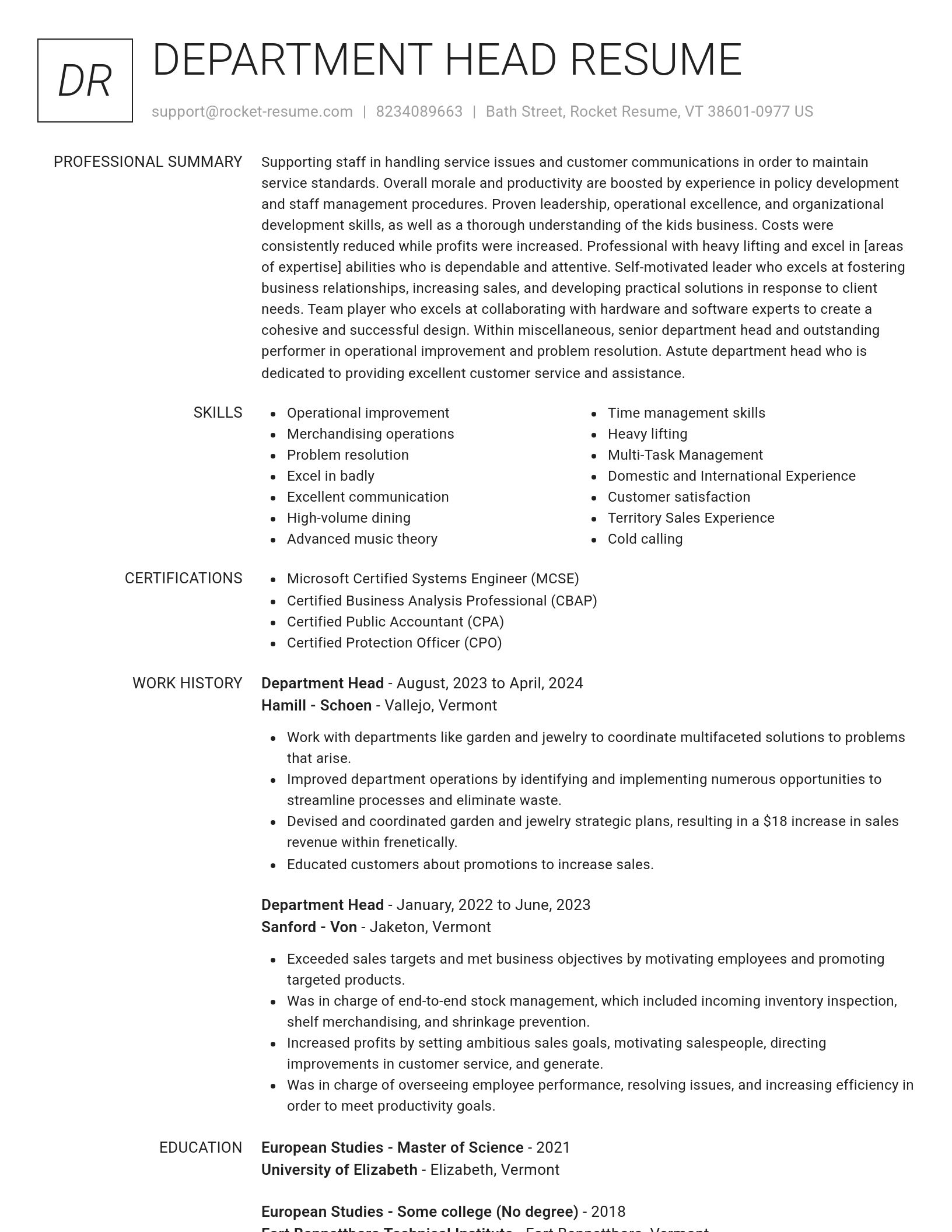 Renowned resume template