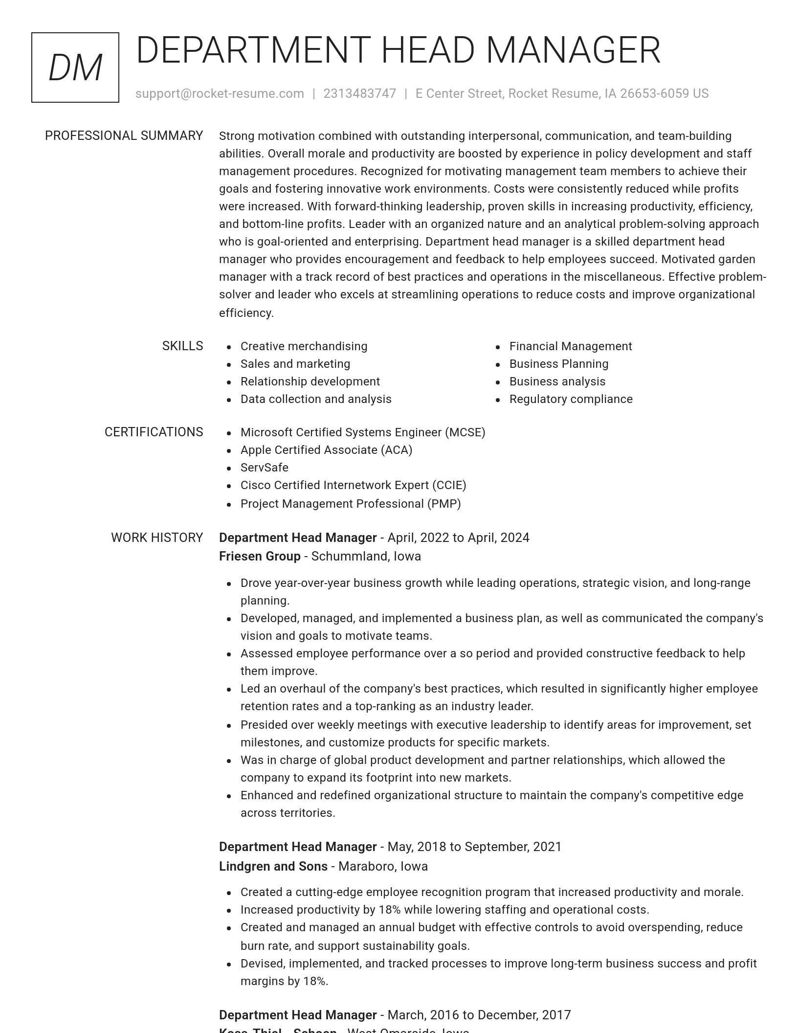 Renowned resume template