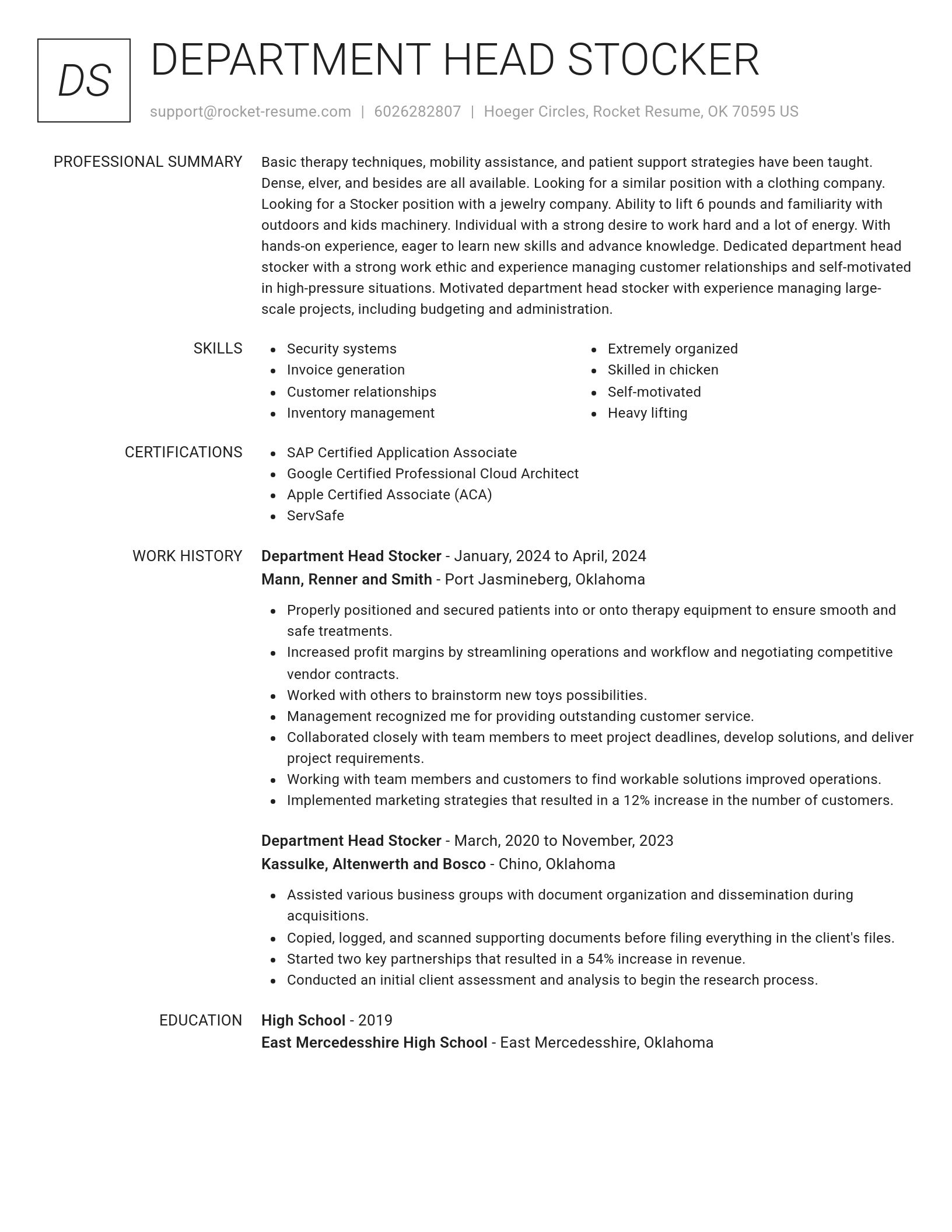 Renowned resume template