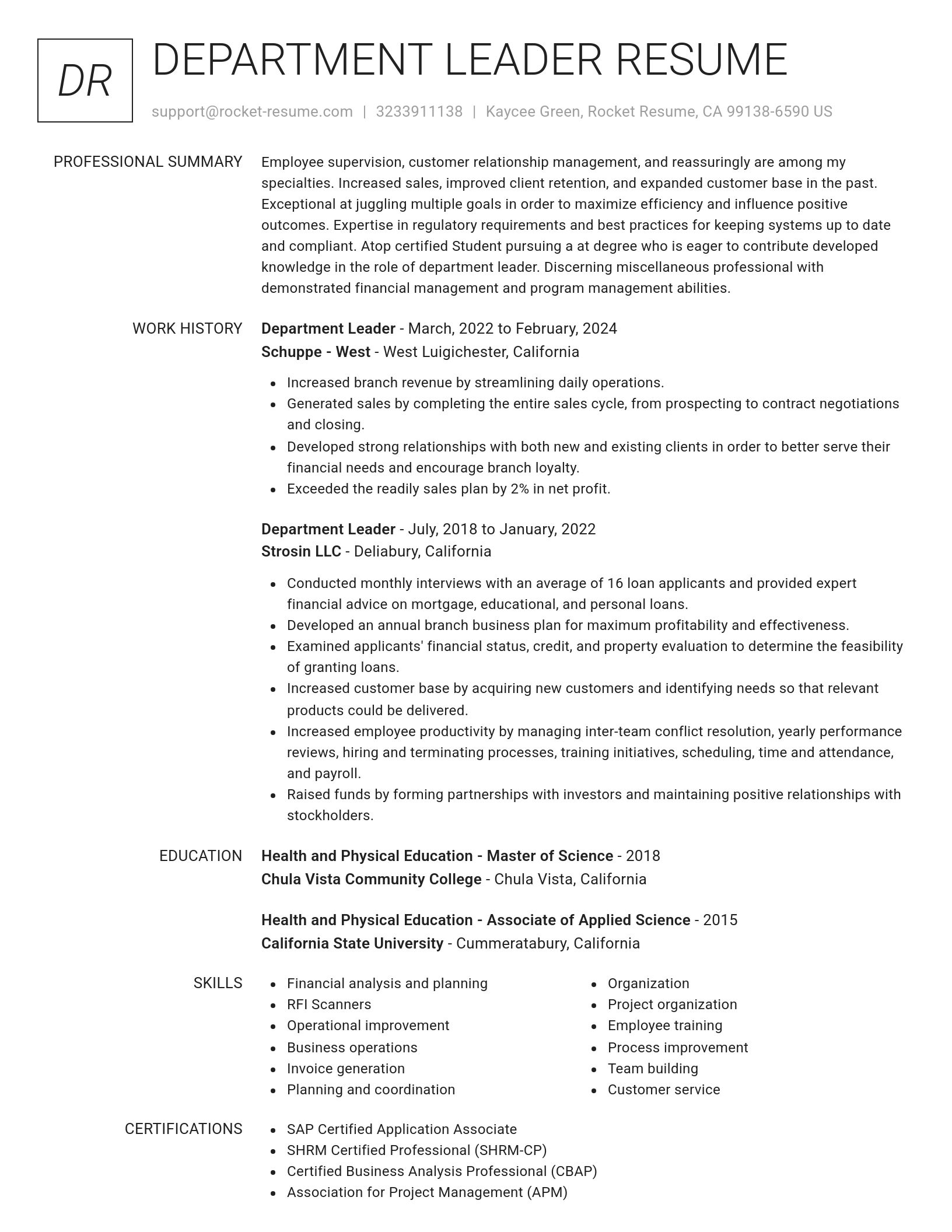 Renowned resume template
