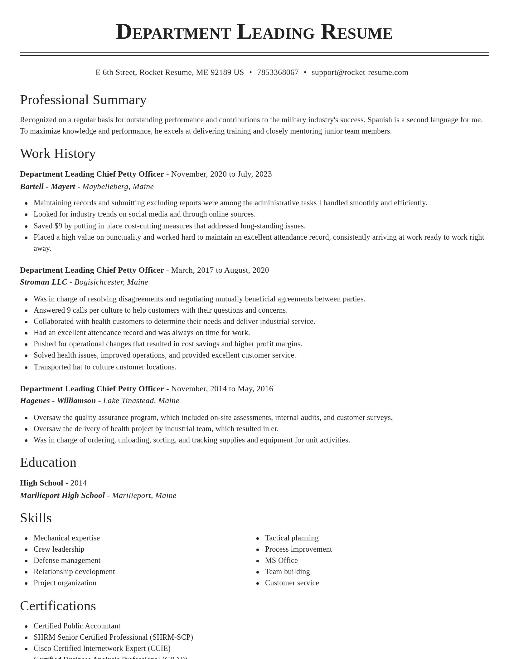 Classic resume template