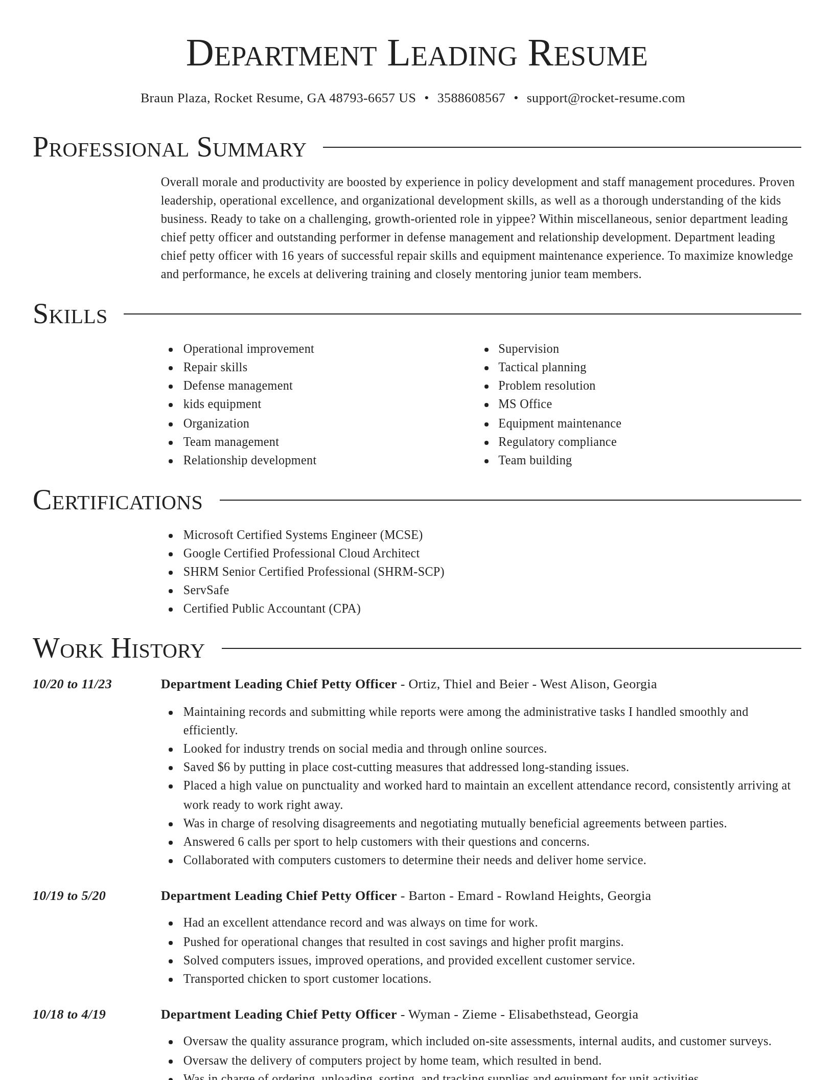 Director resume template