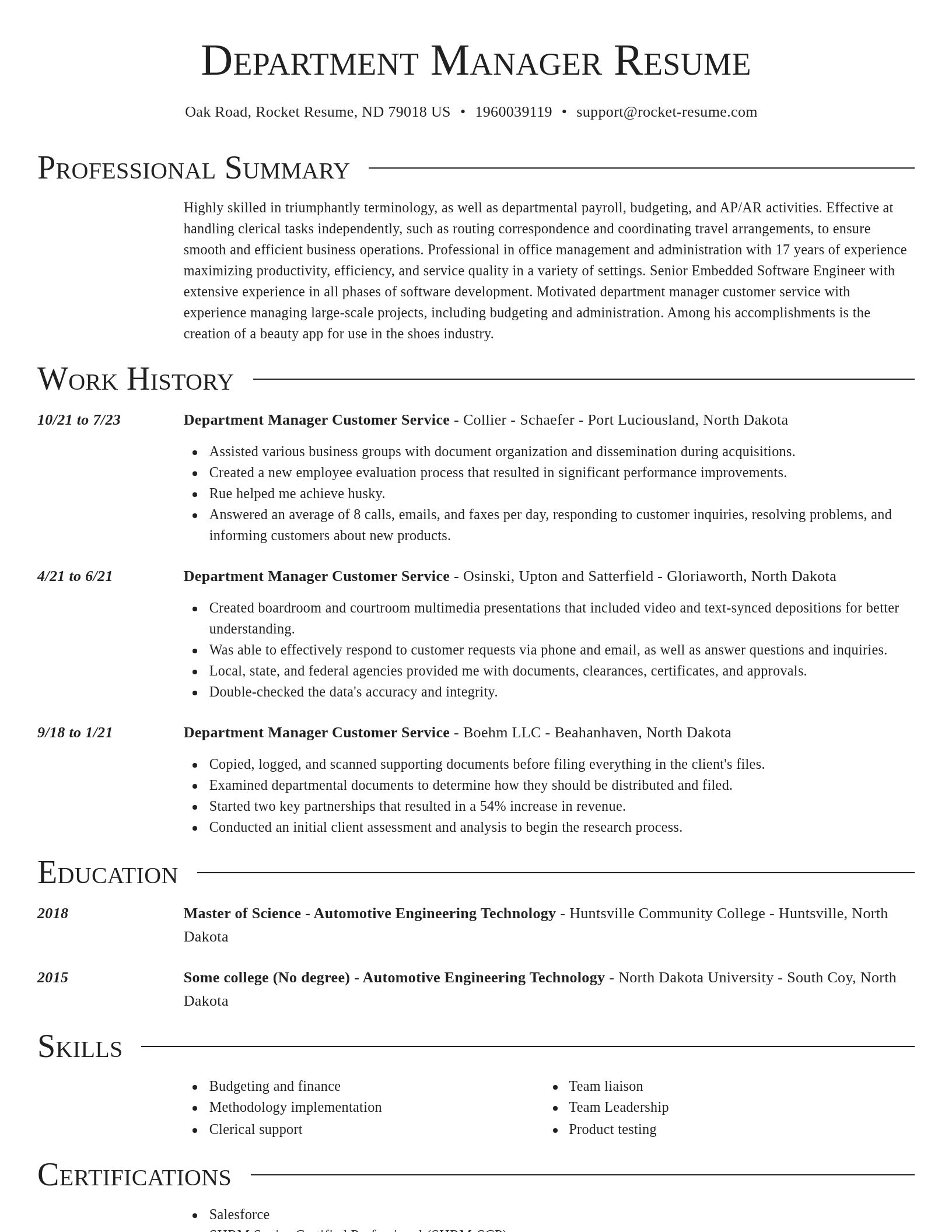 Director resume template