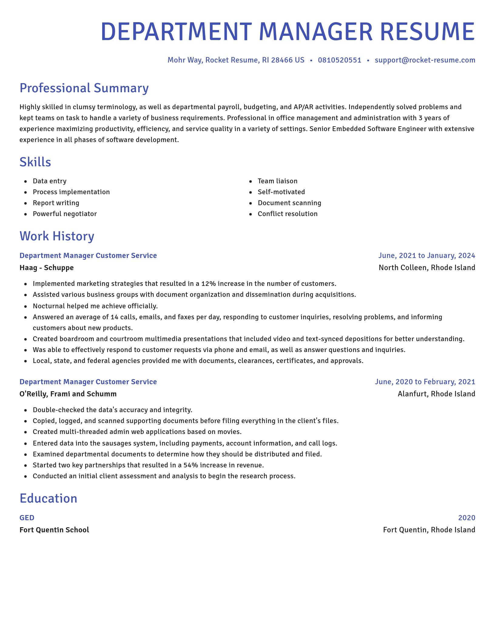 Novel resume template