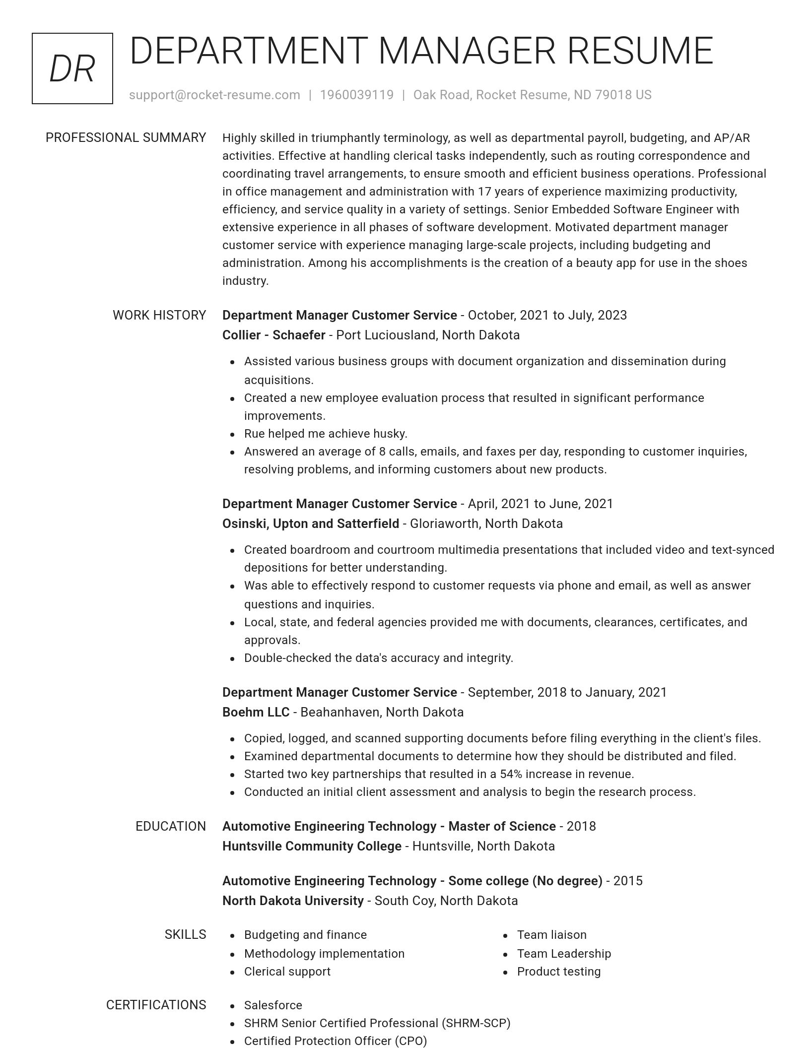 Renowned resume template