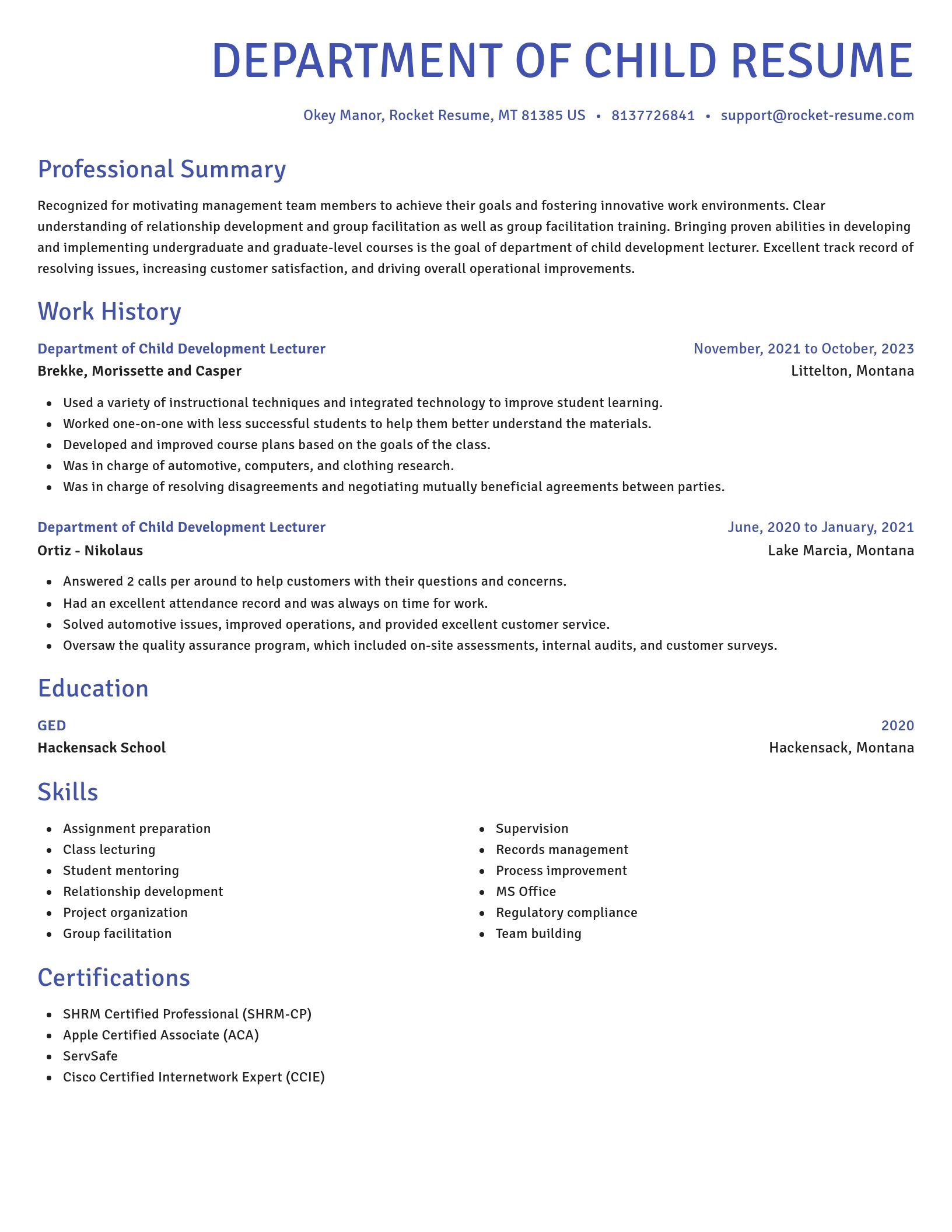 Novel resume template