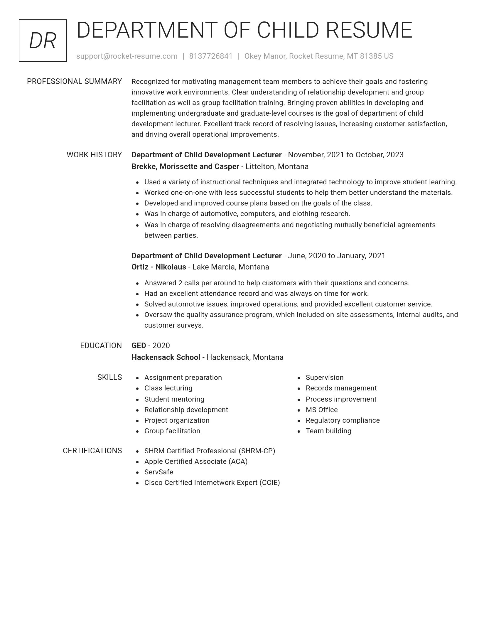 Renowned resume template