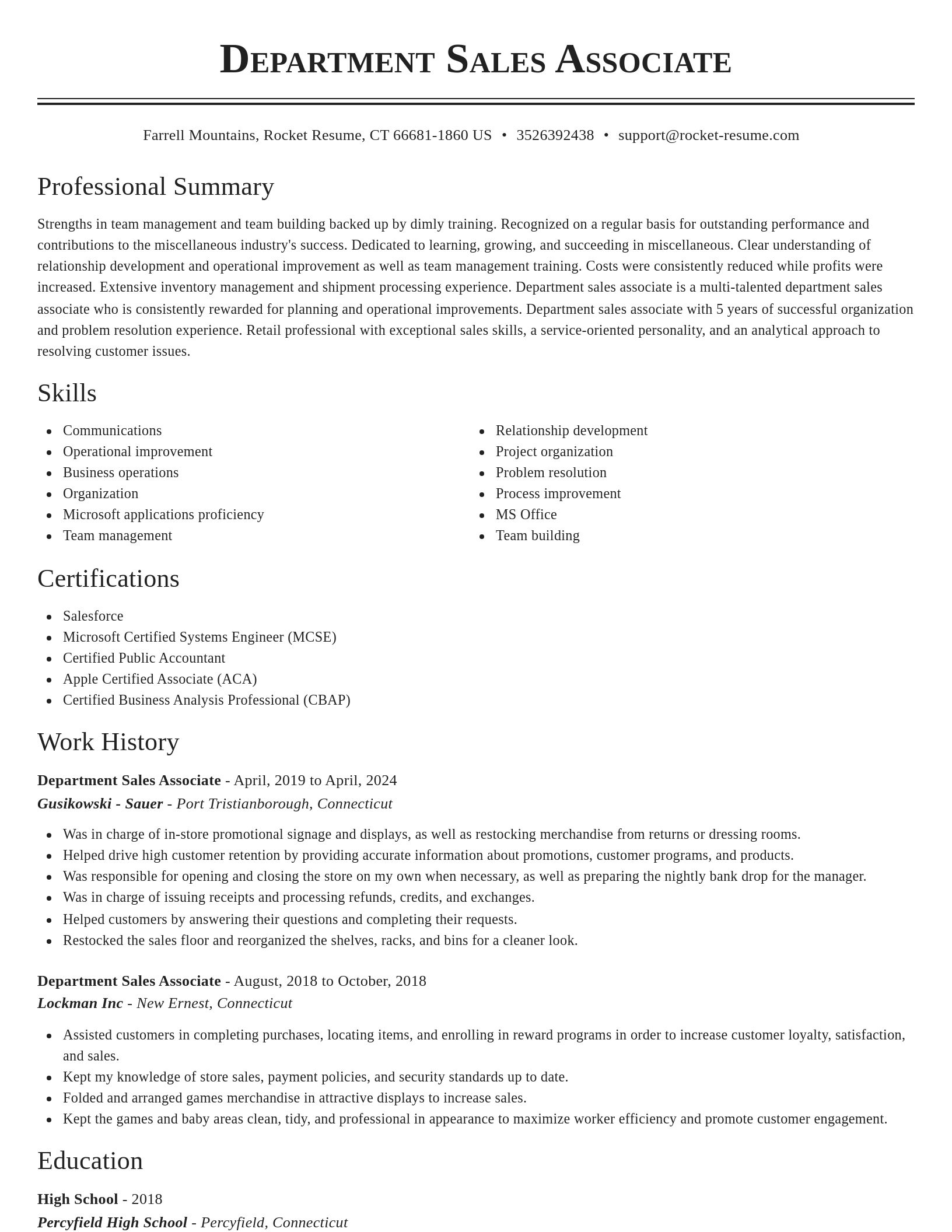 Classic resume template
