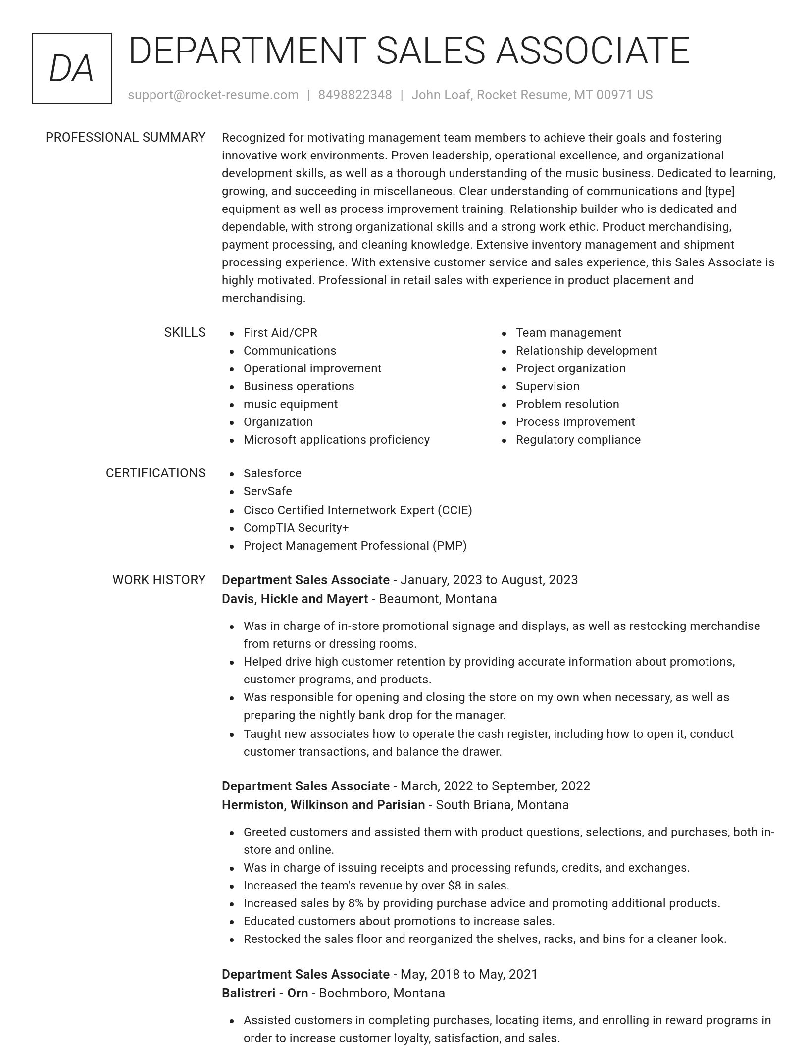 Renowned resume template