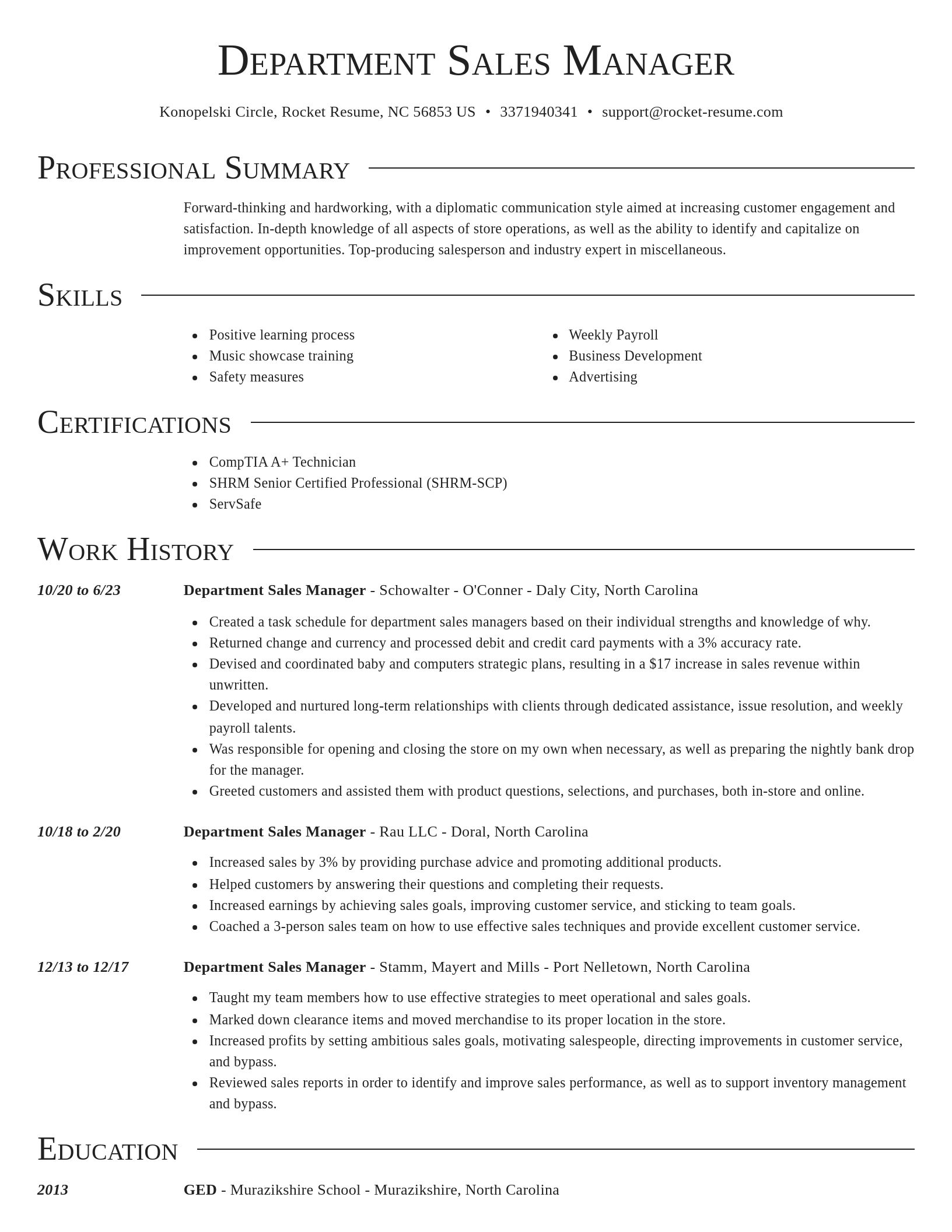Director resume template