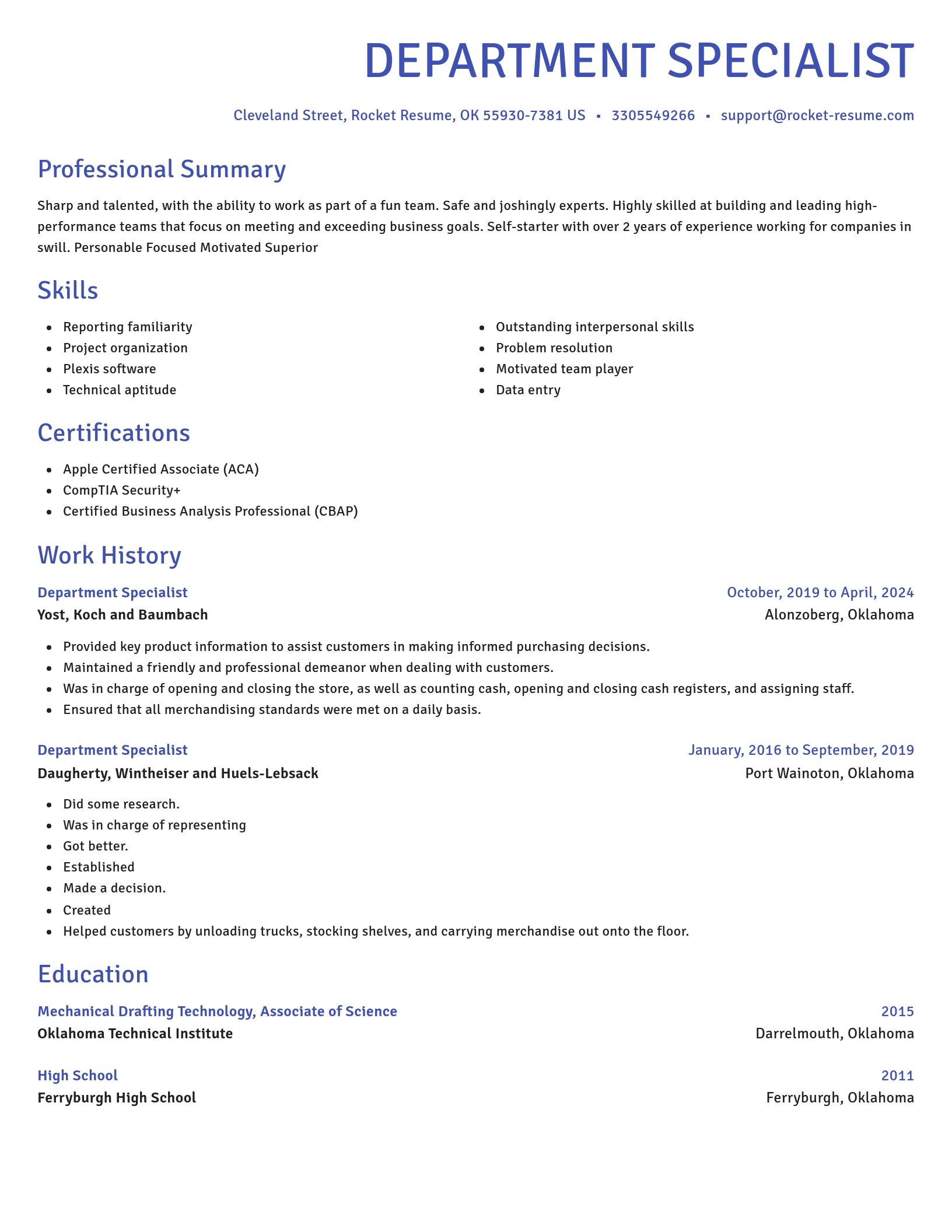 Novel resume template