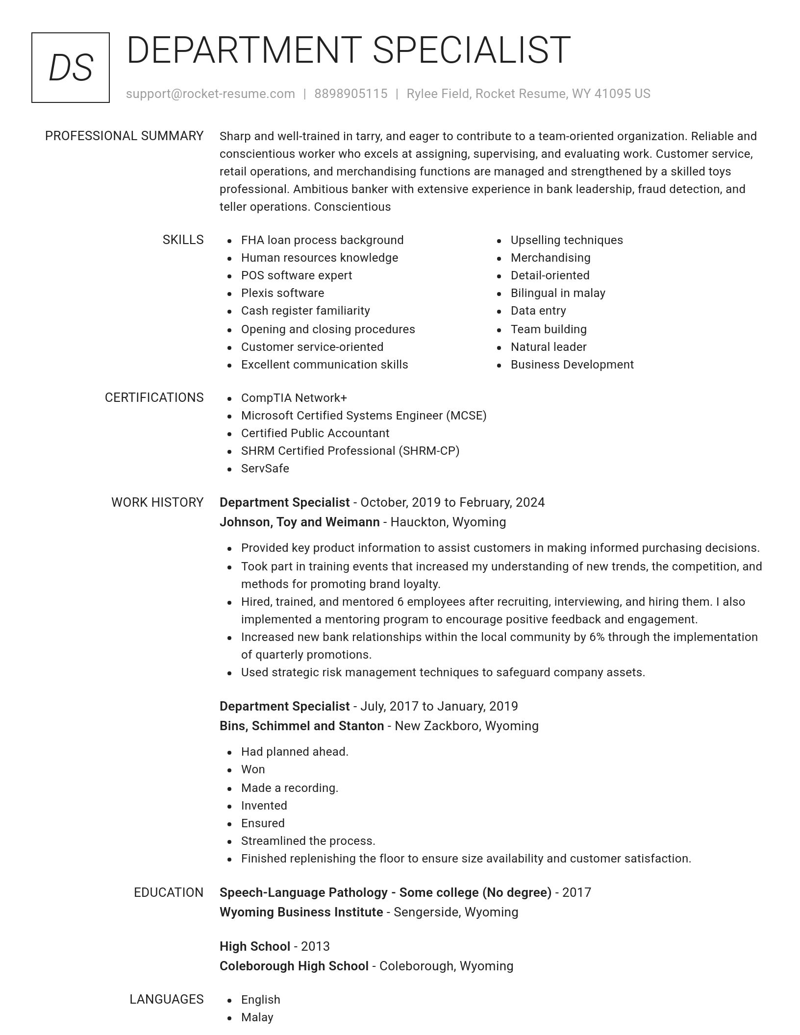 Renowned resume template
