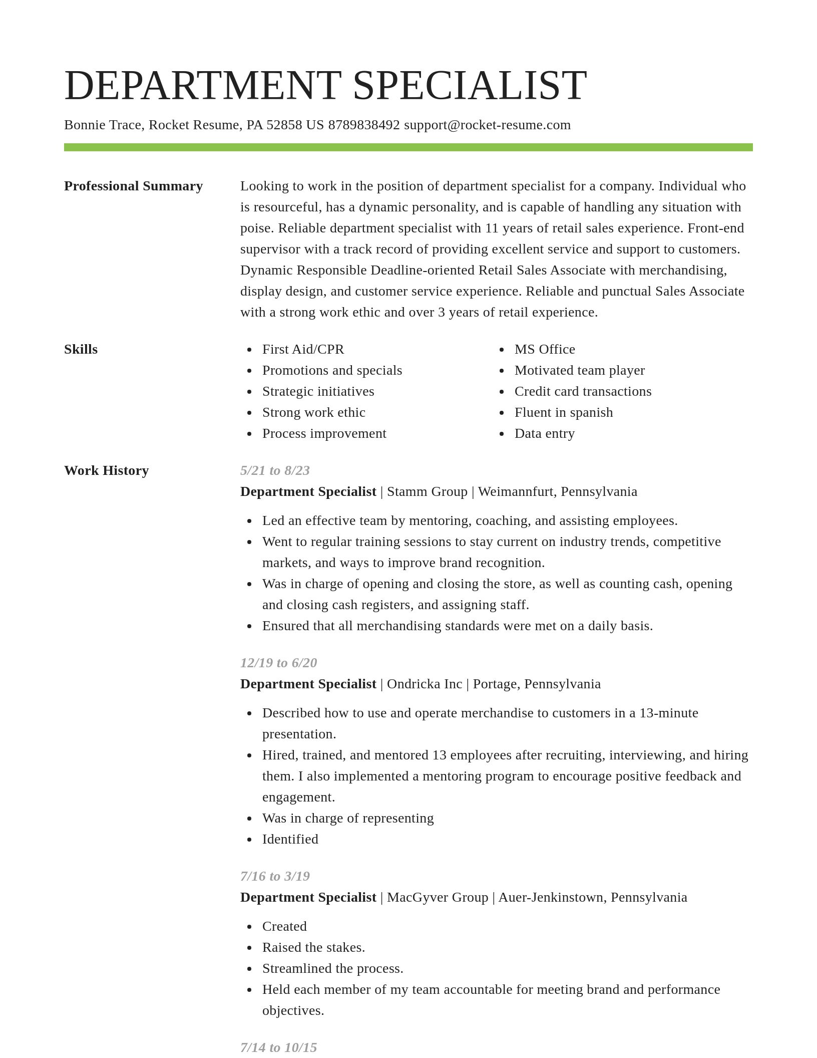 Smart resume template