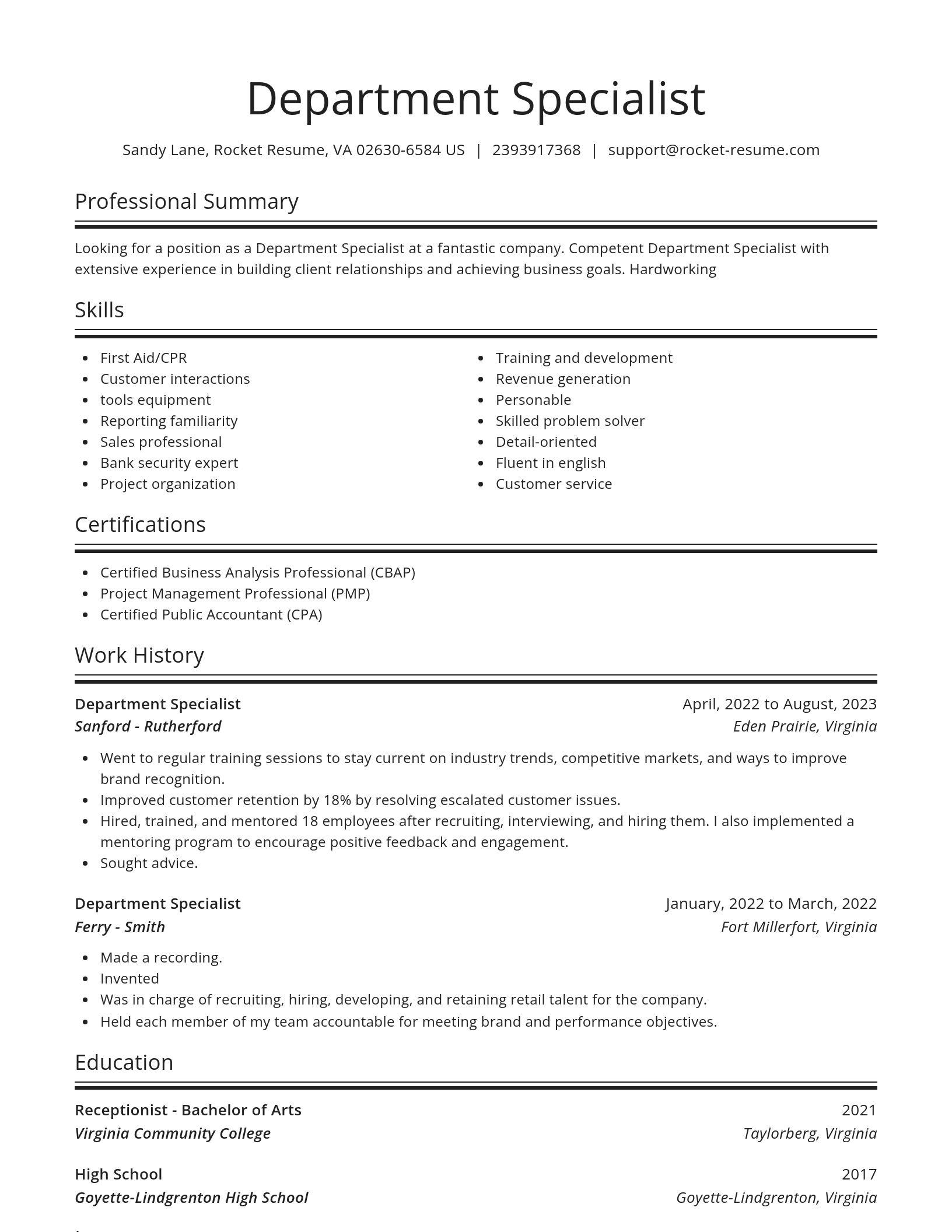 Spotlight resume template