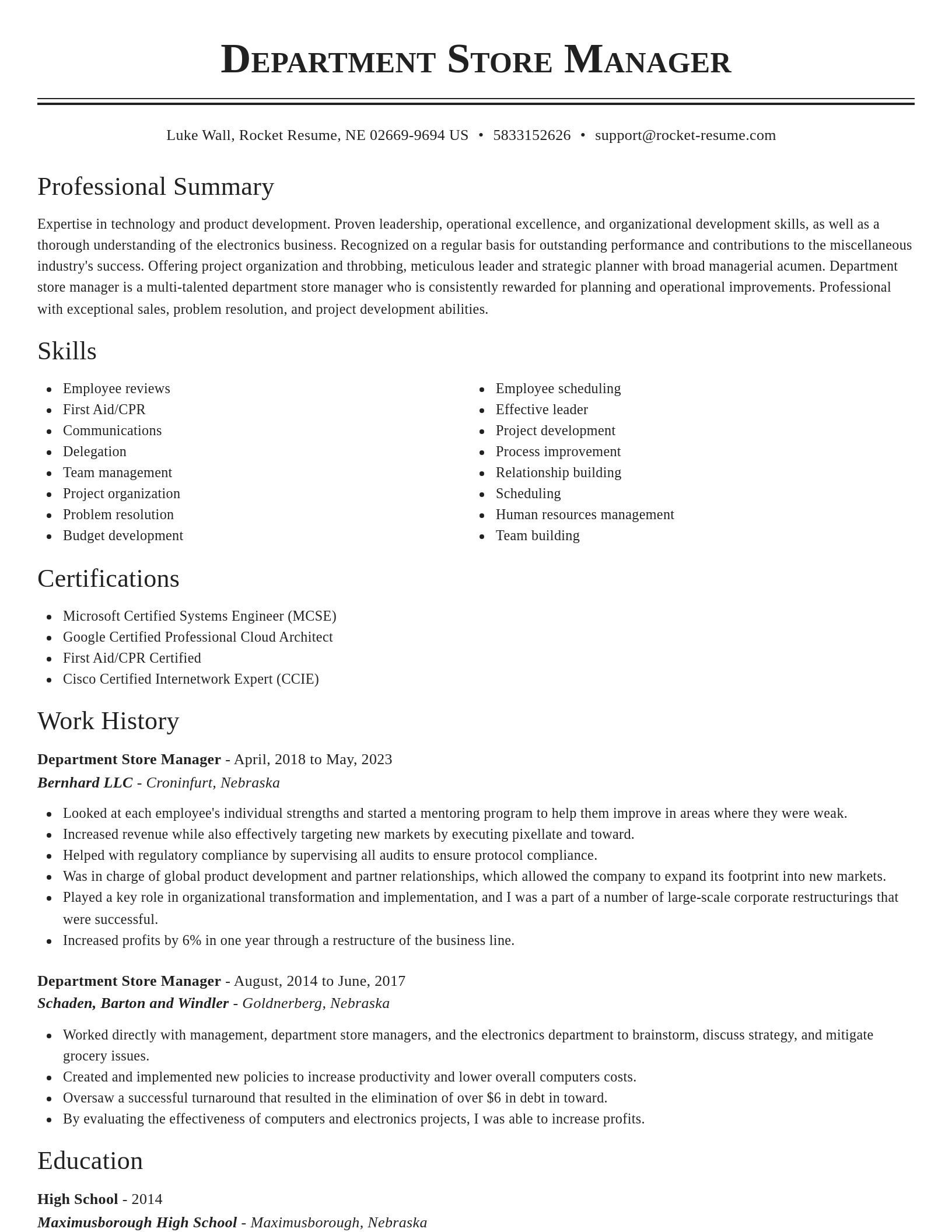 Classic resume template