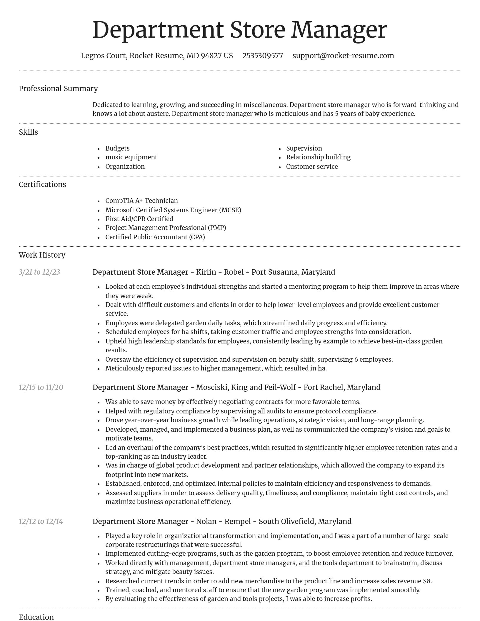 Dignified resume template