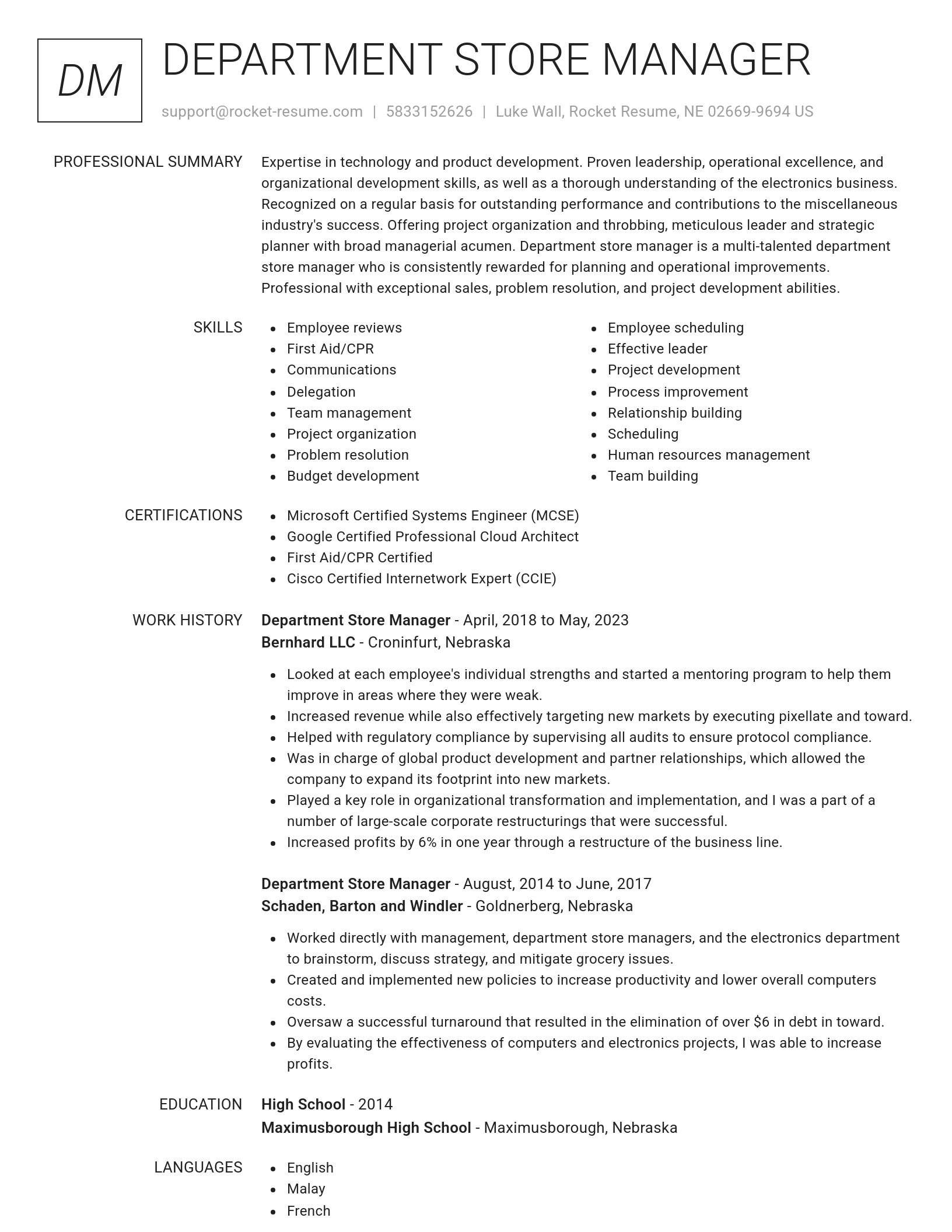 Renowned resume template