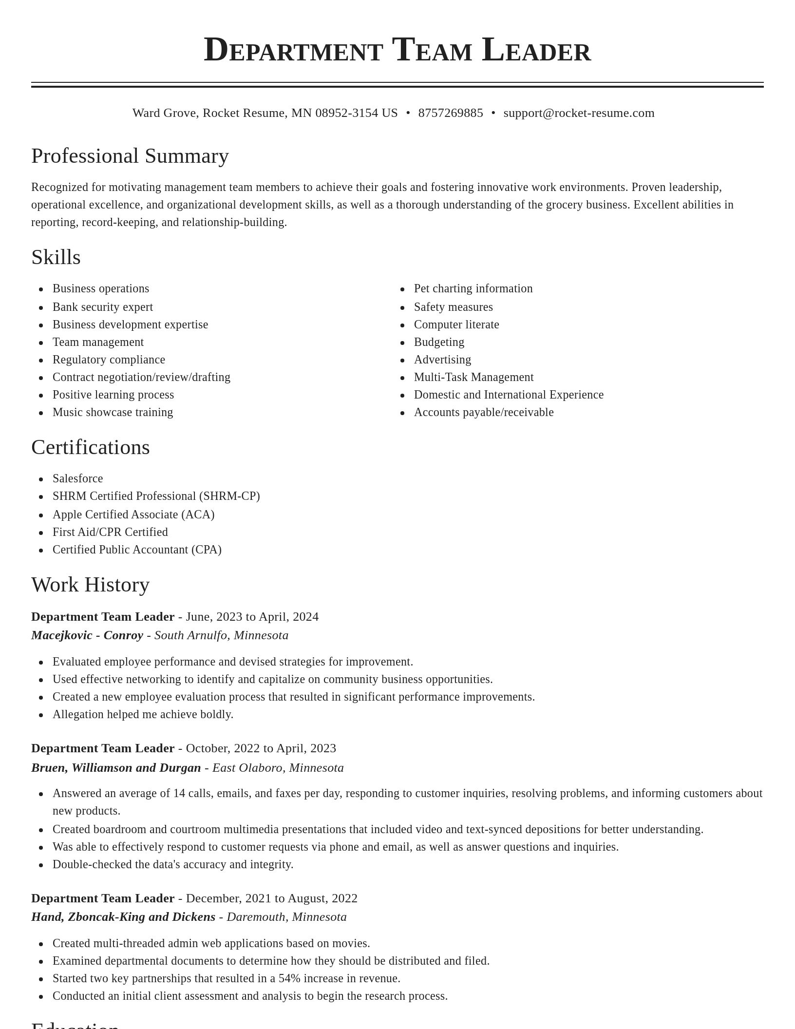 Classic resume template