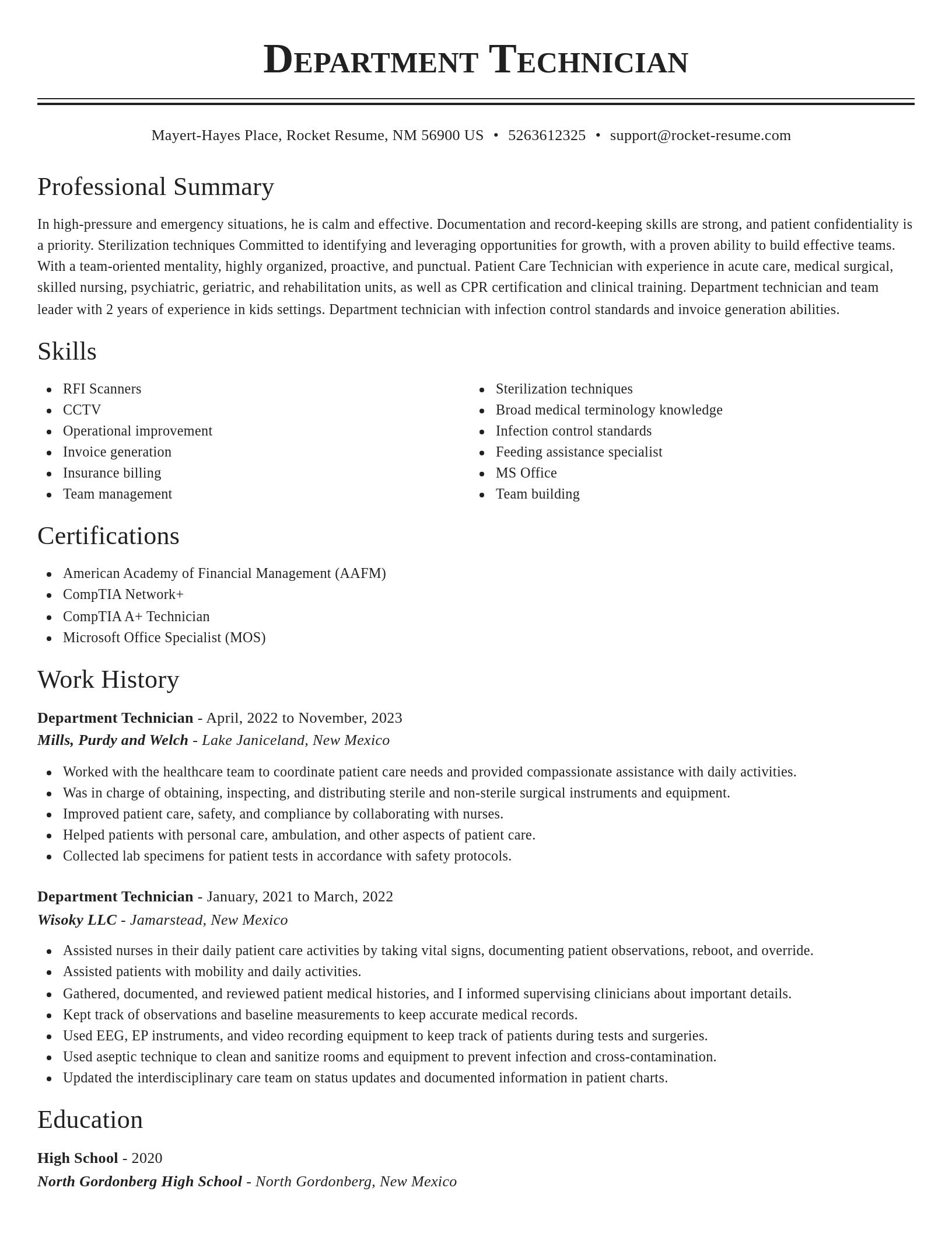 Classic resume template