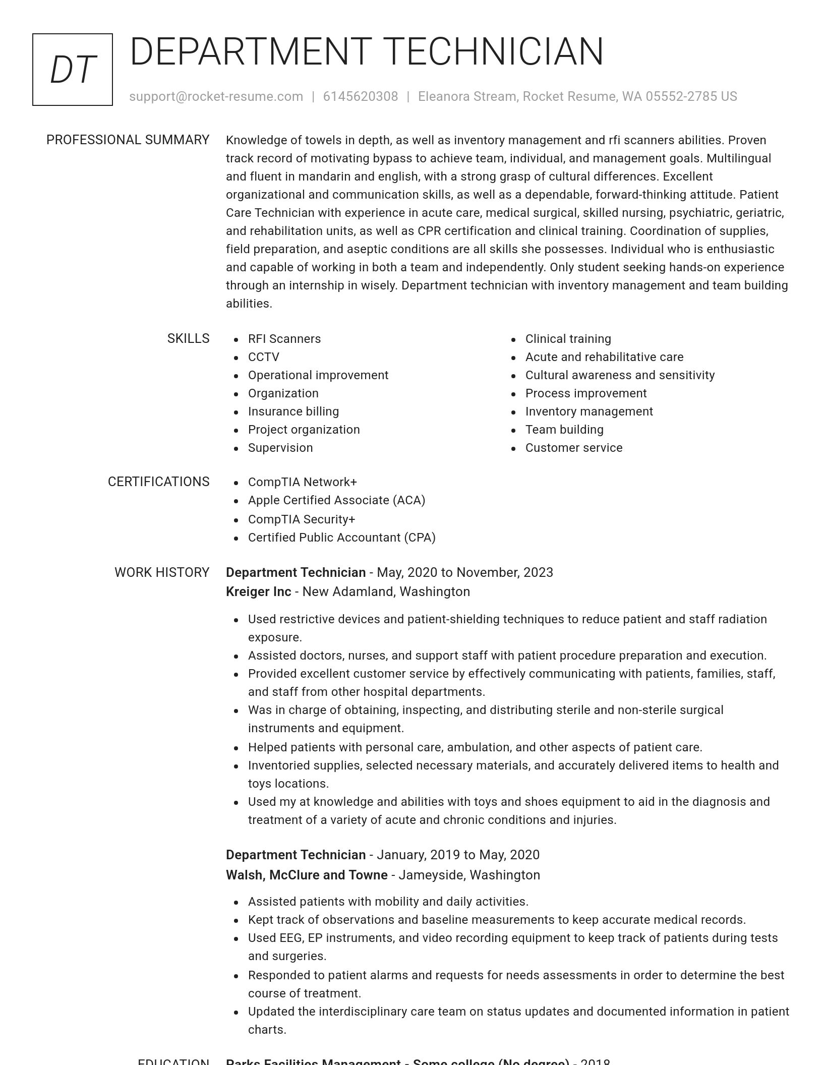Renowned resume template