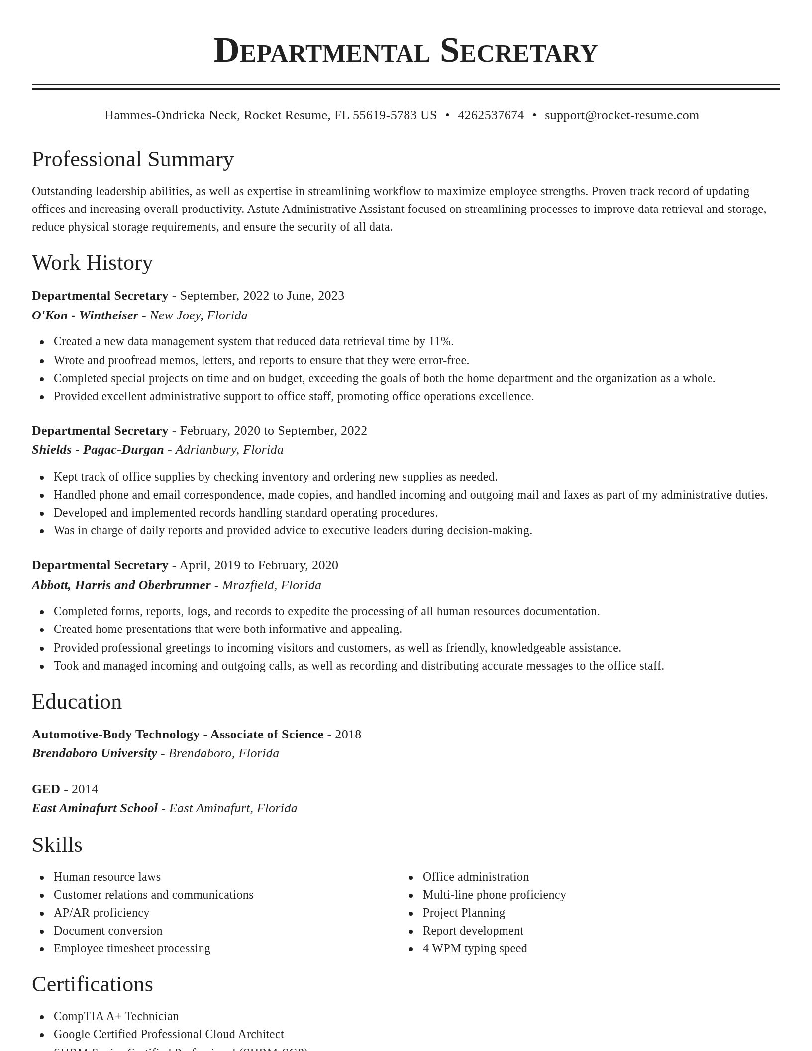 Classic resume template