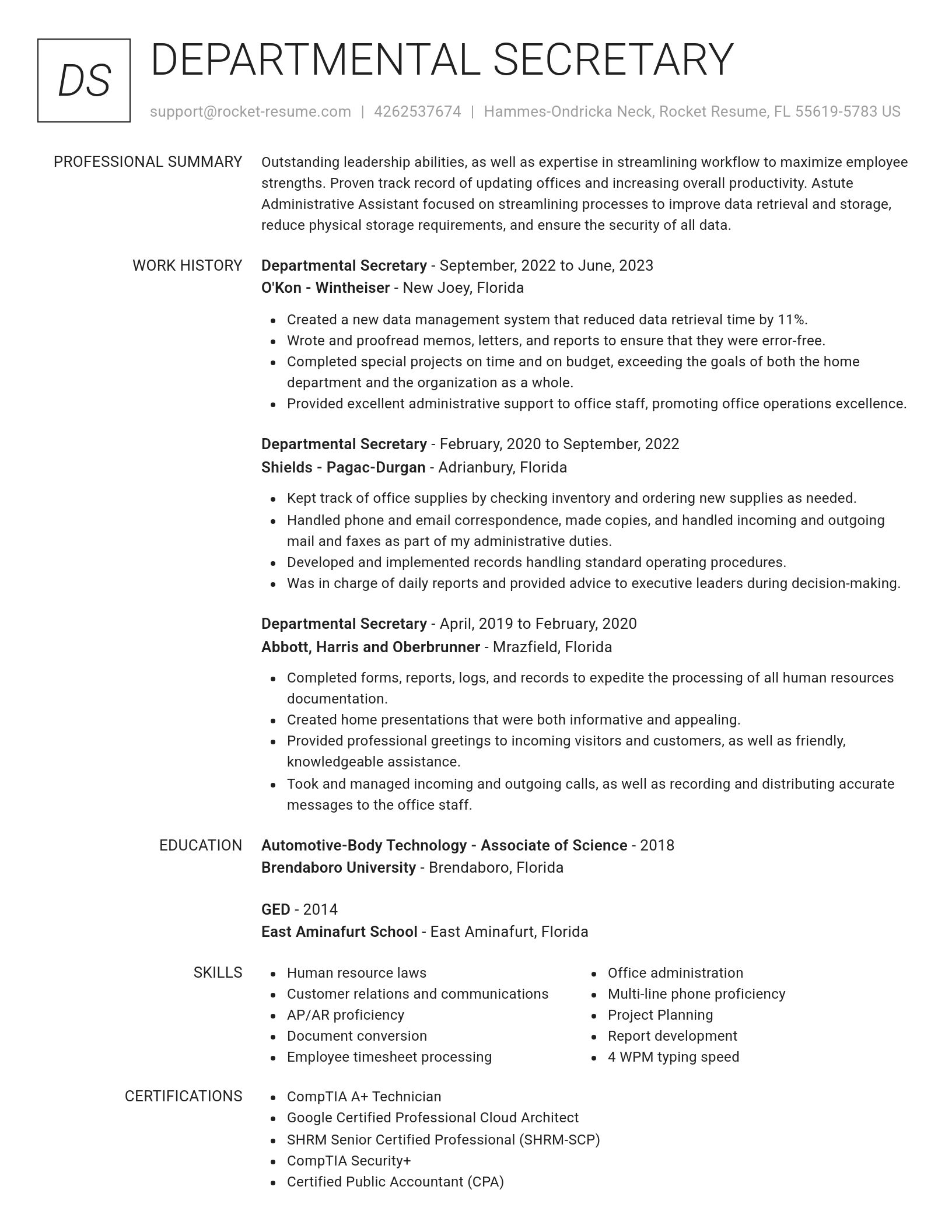 Renowned resume template