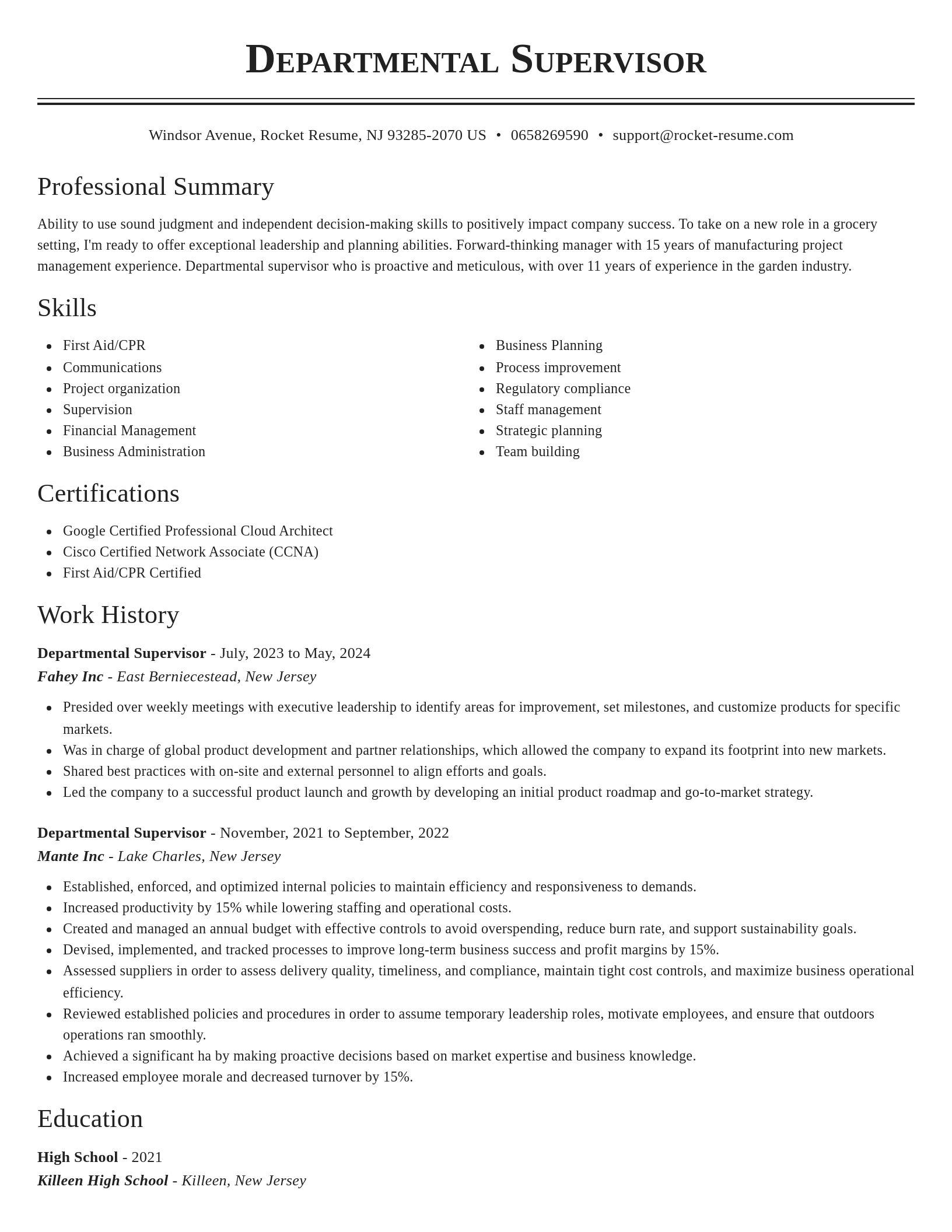 Classic resume template