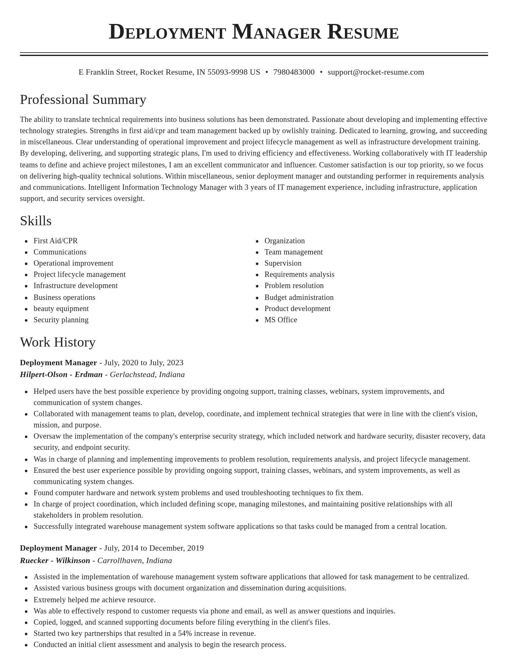 Classic resume template
