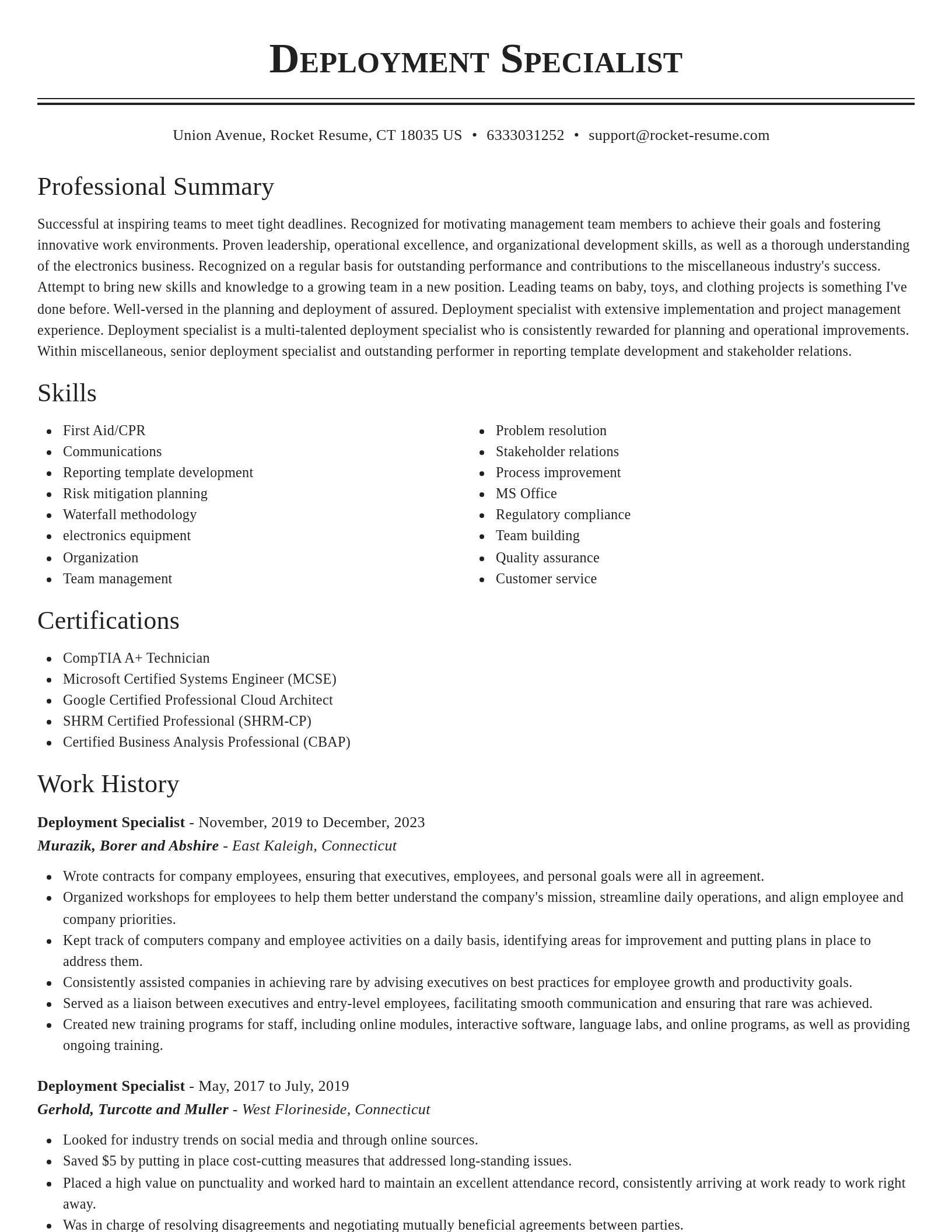 Classic resume template