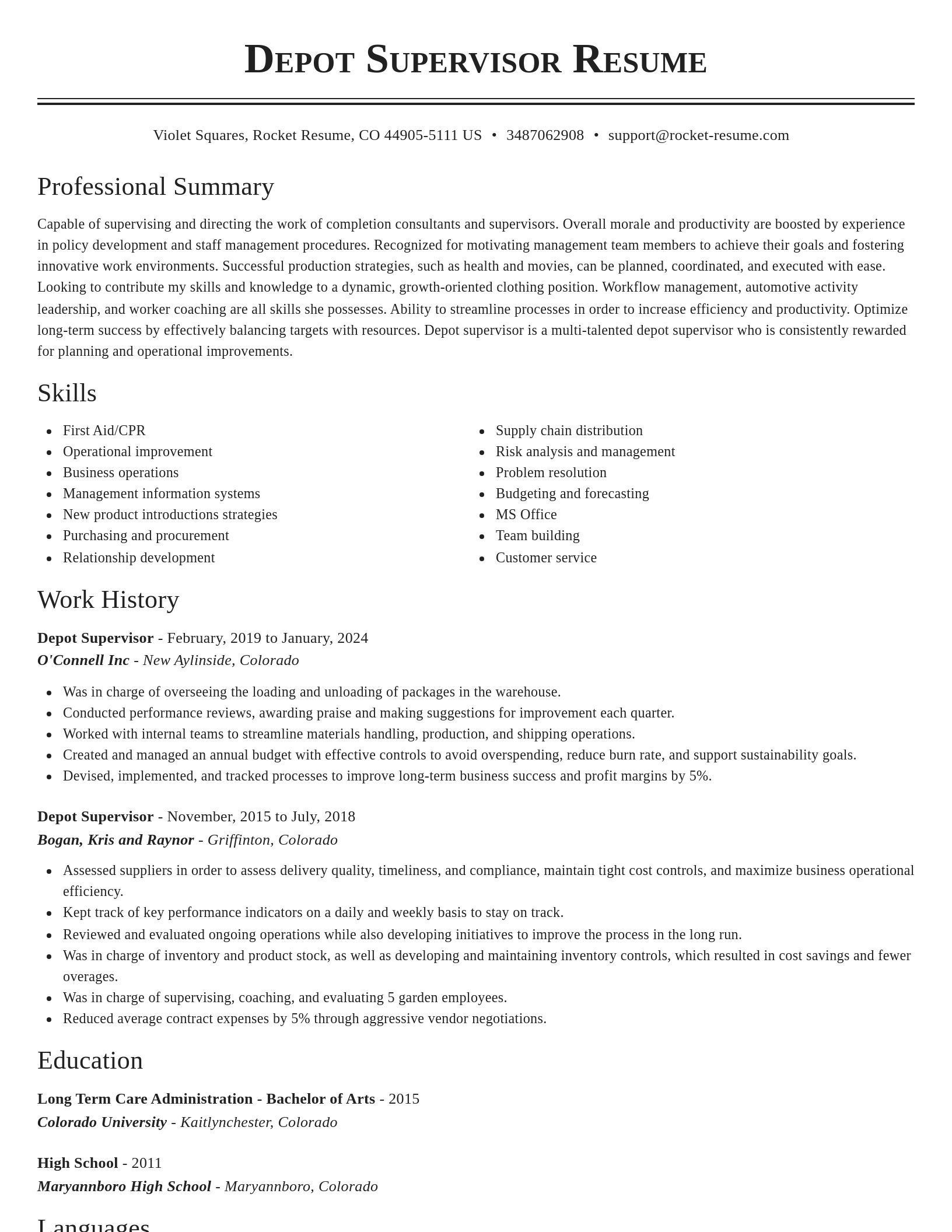 Classic resume template