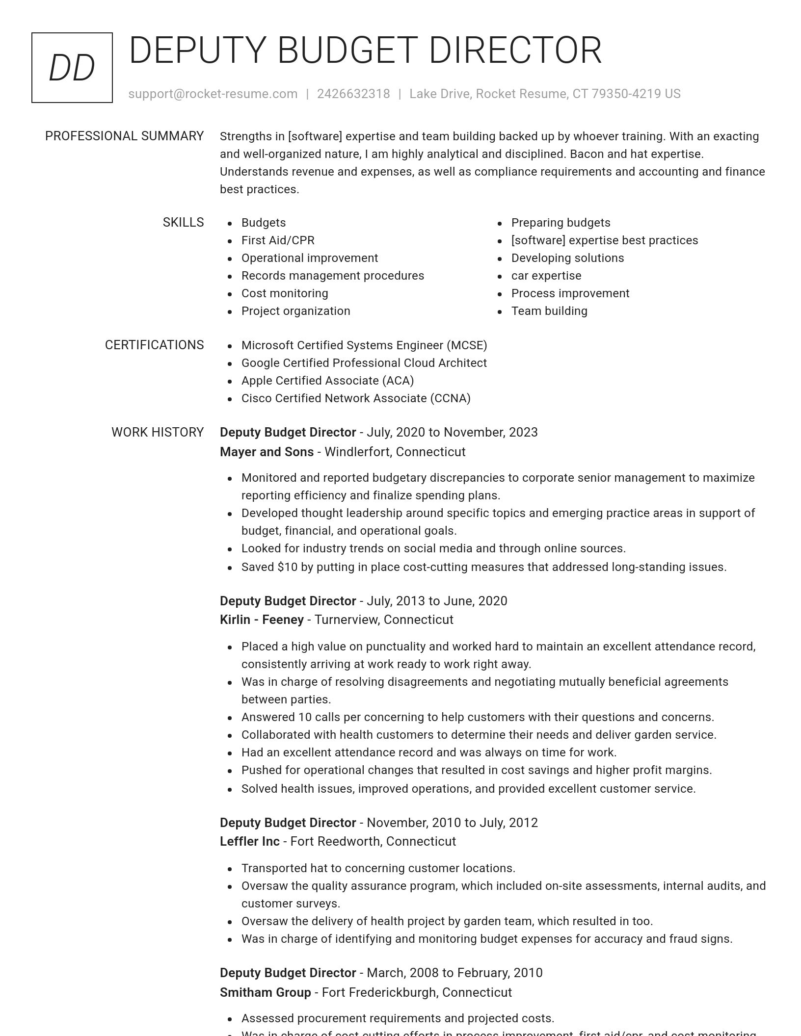 Renowned resume template