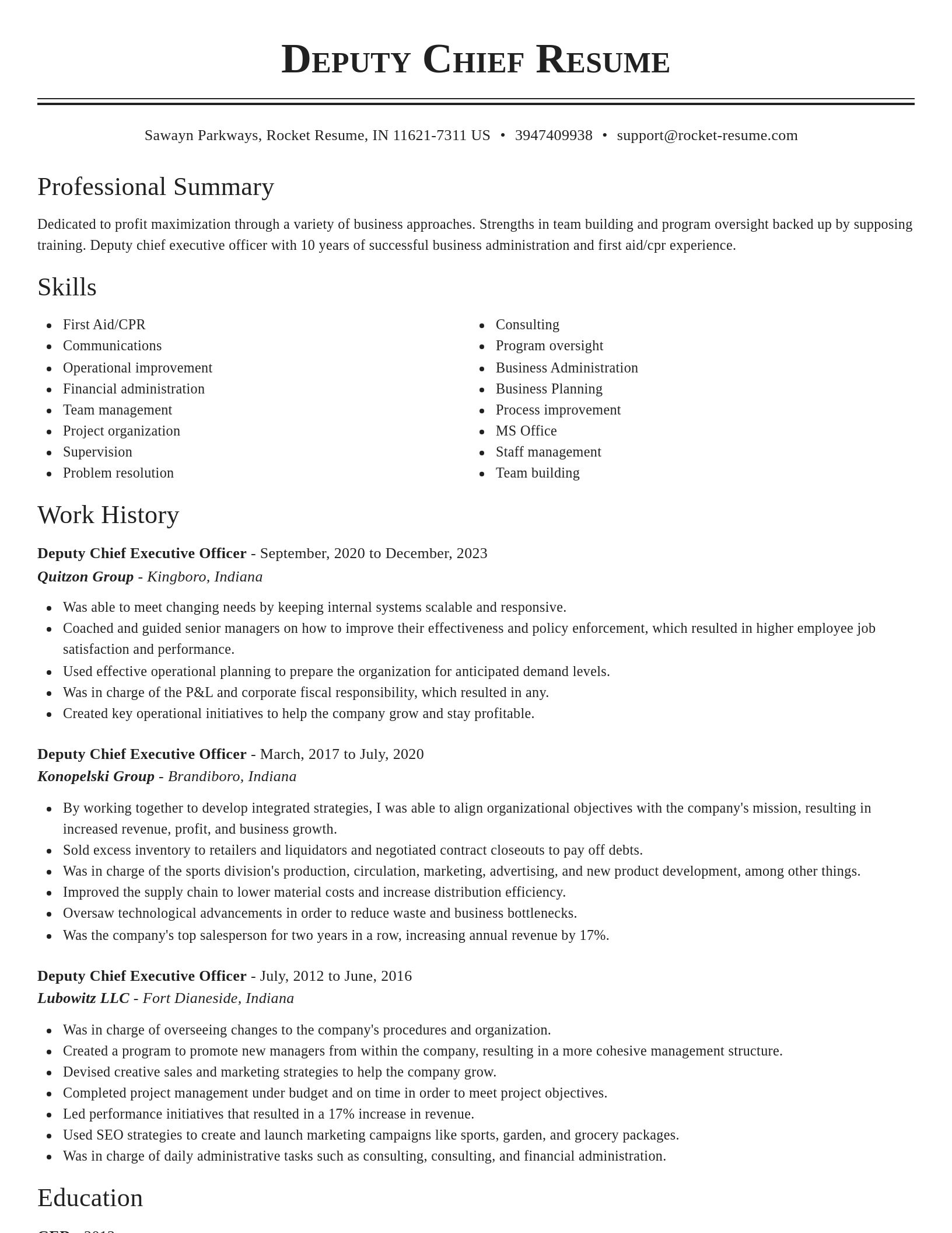 Classic resume template