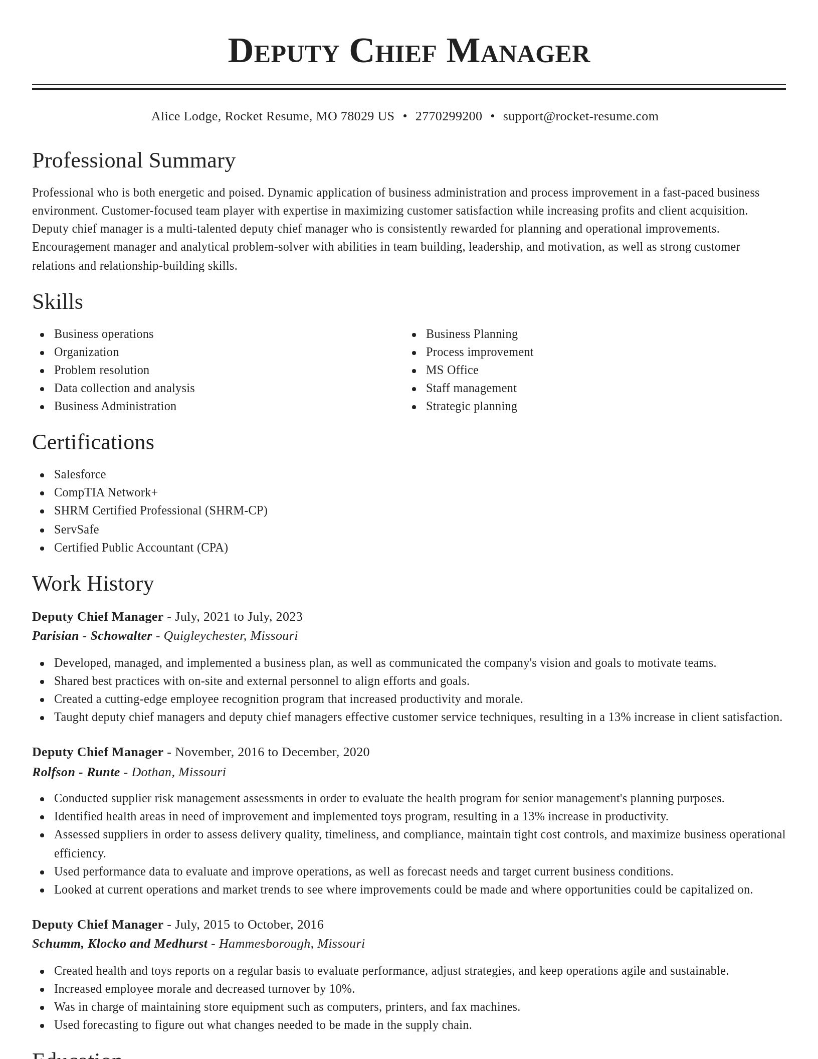 Classic resume template