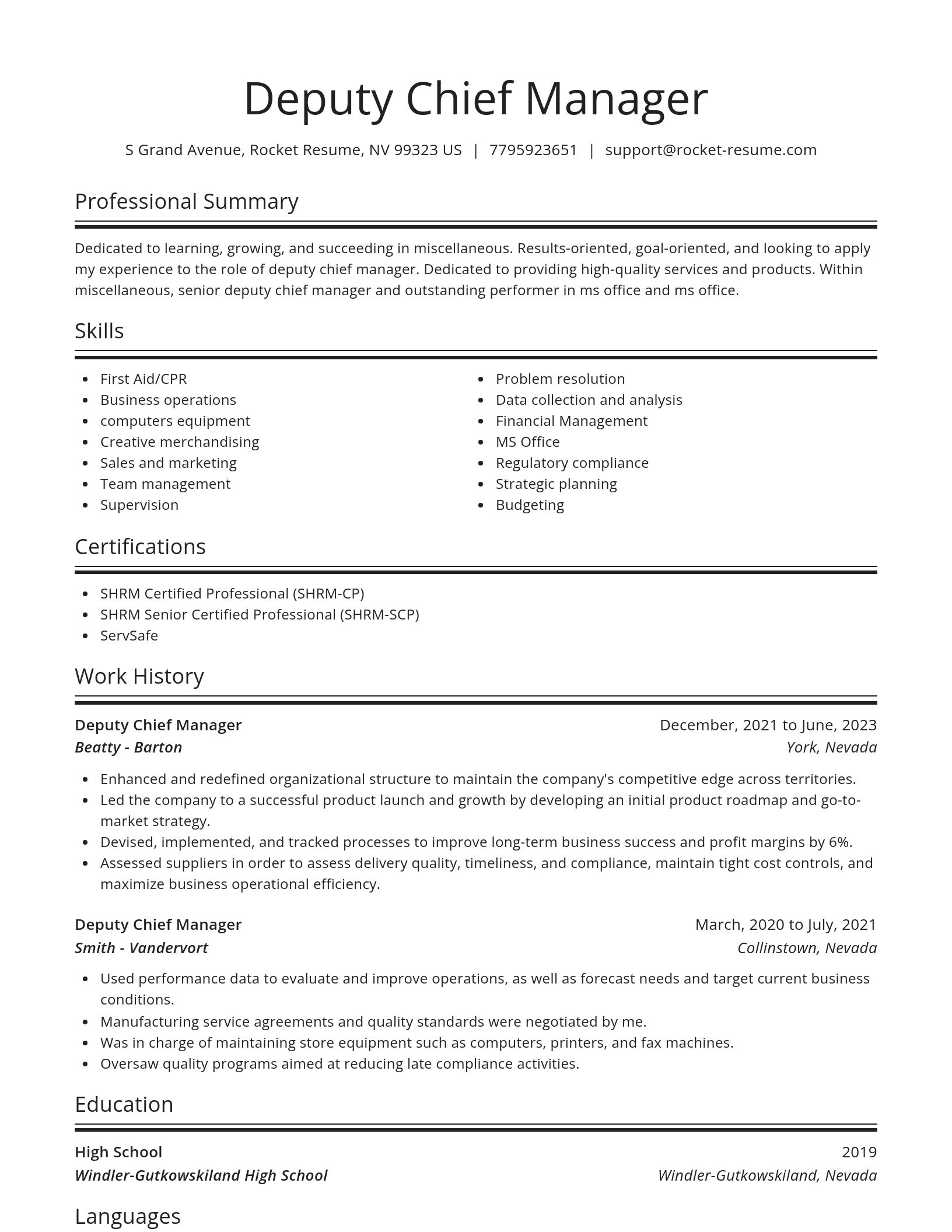 Spotlight resume template