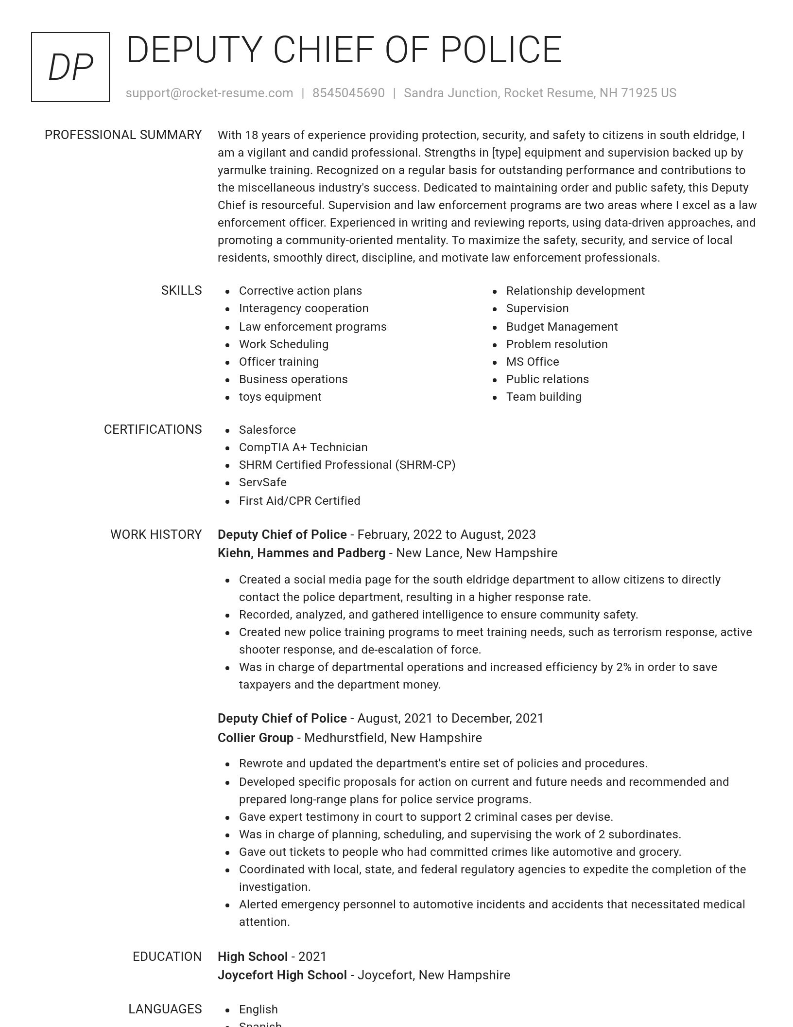 Renowned resume template