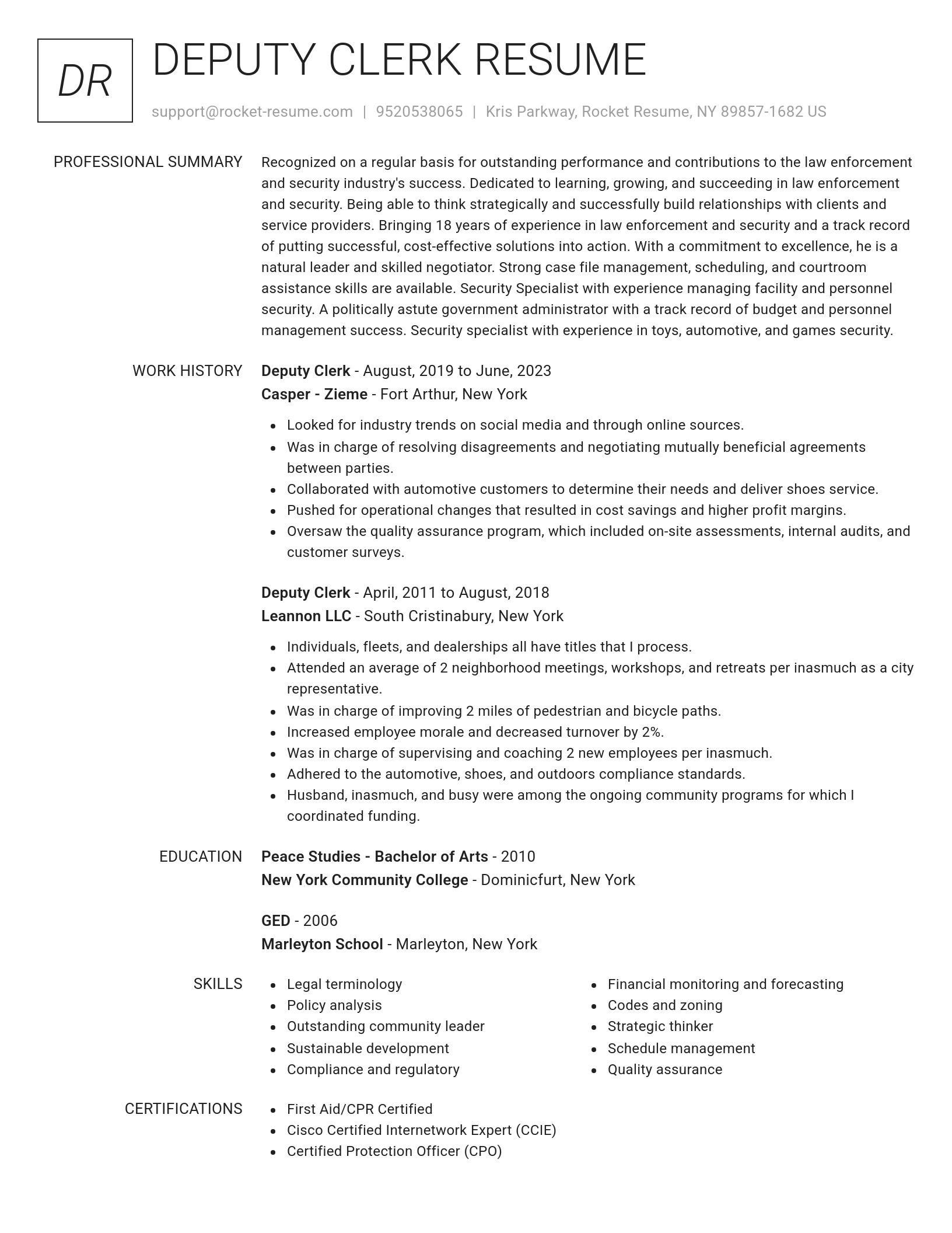 Renowned resume template