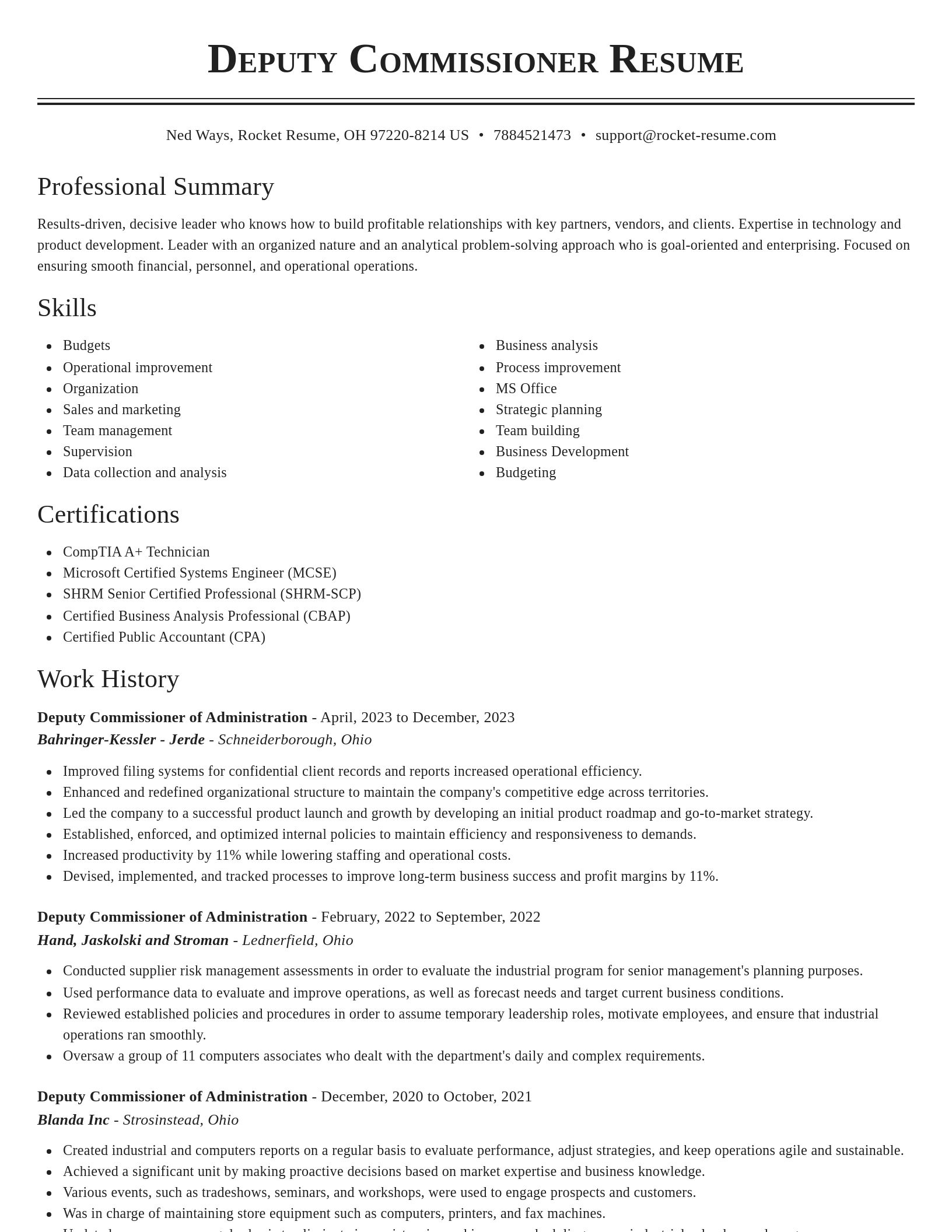 Classic resume template