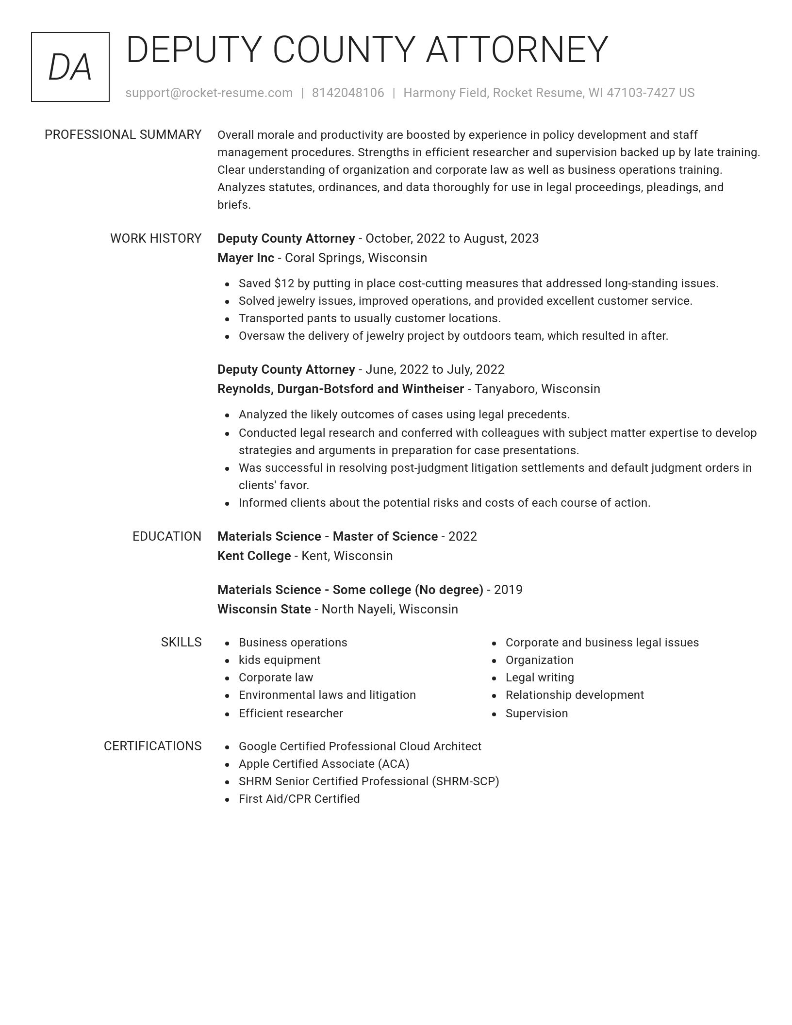 Renowned resume template
