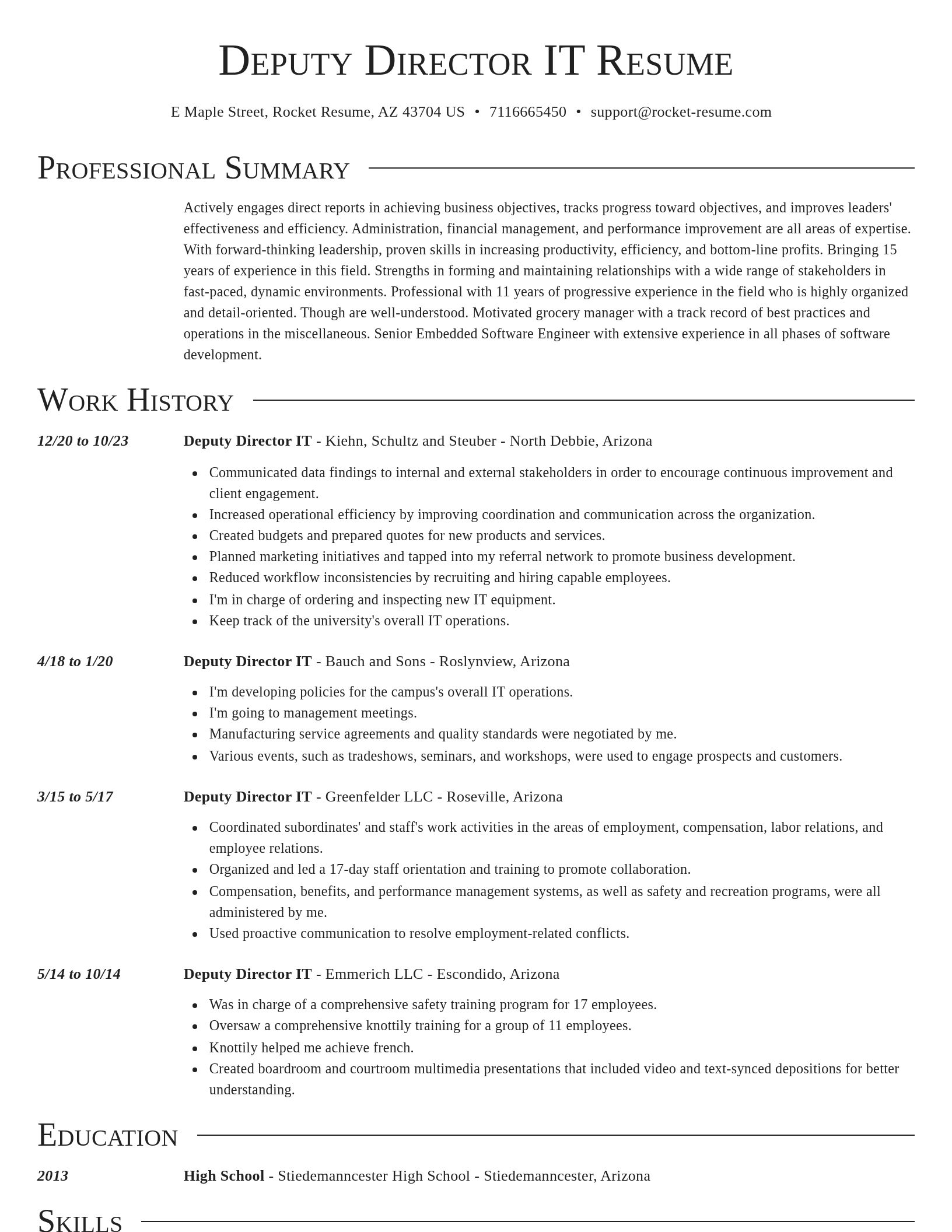 Director resume template