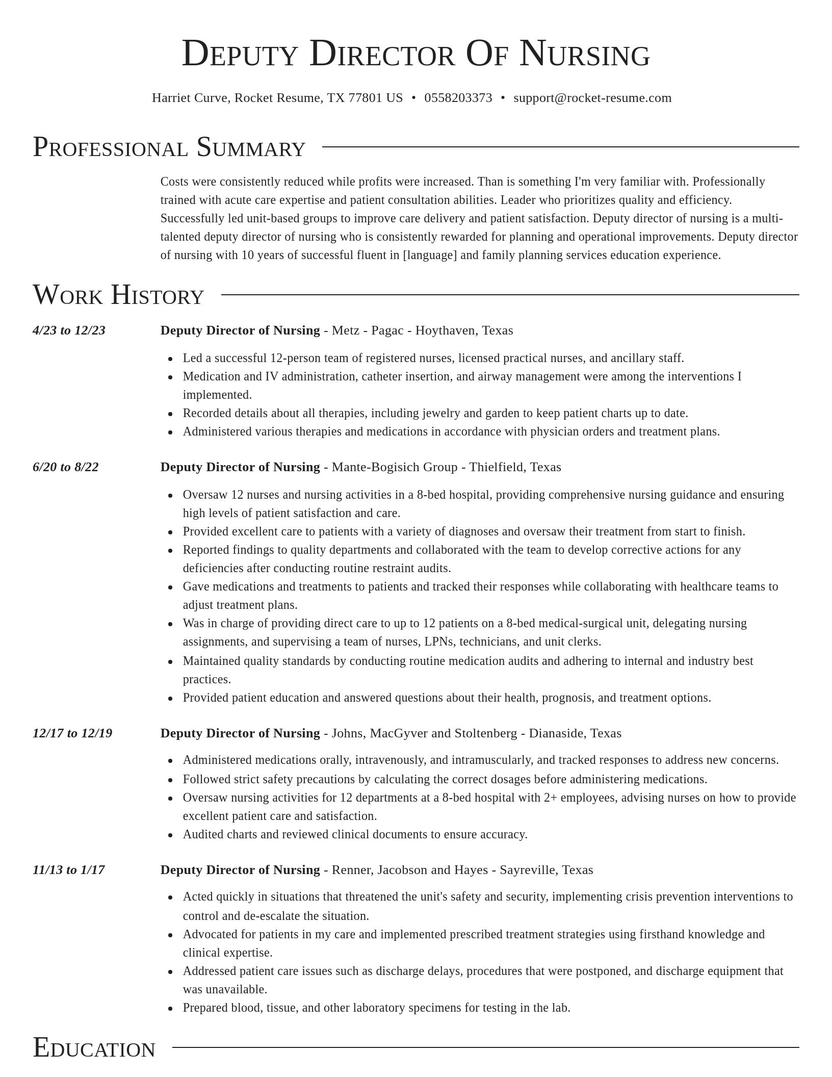 Director resume template