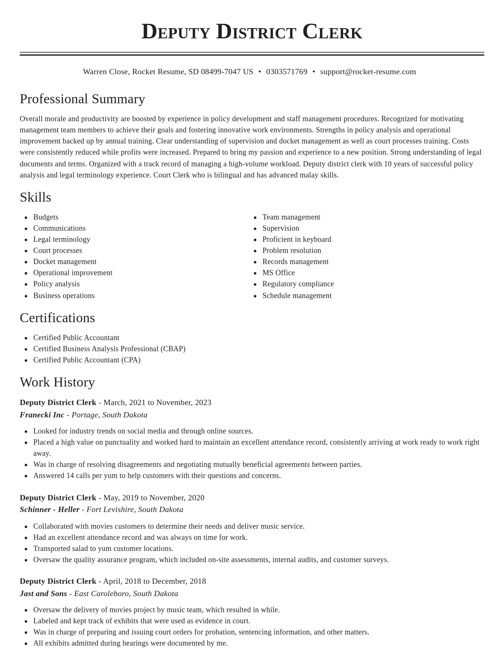 Classic resume template