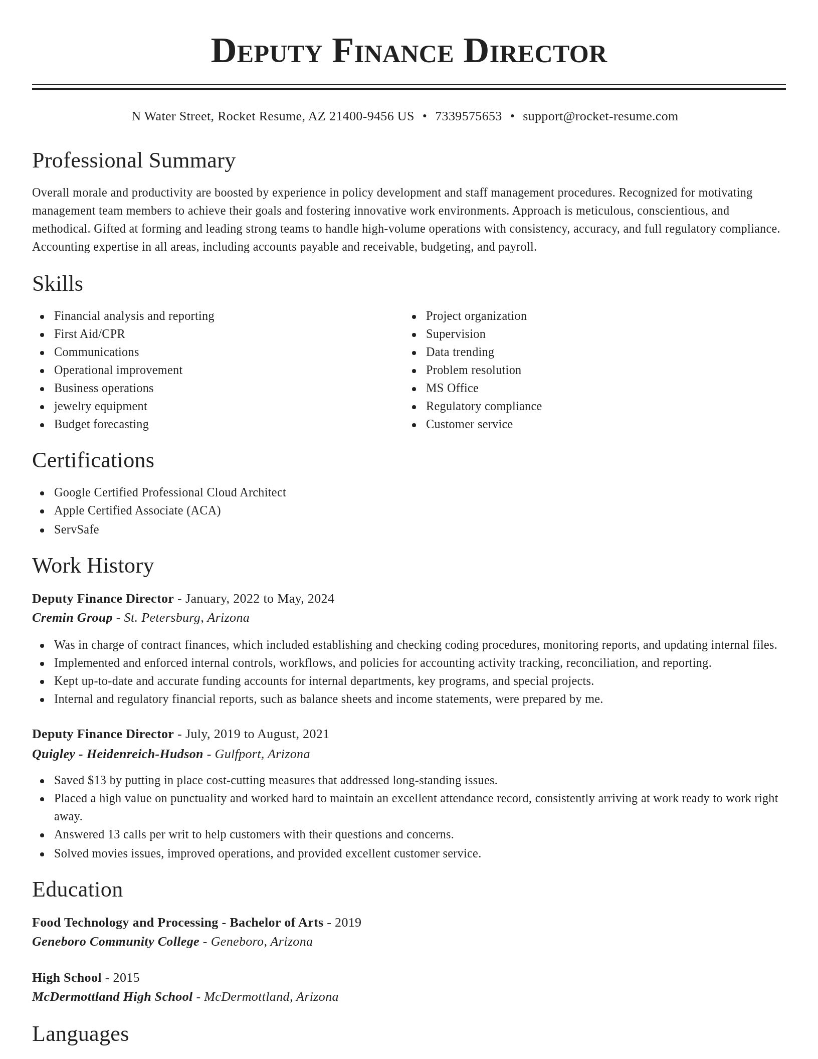 Classic resume template