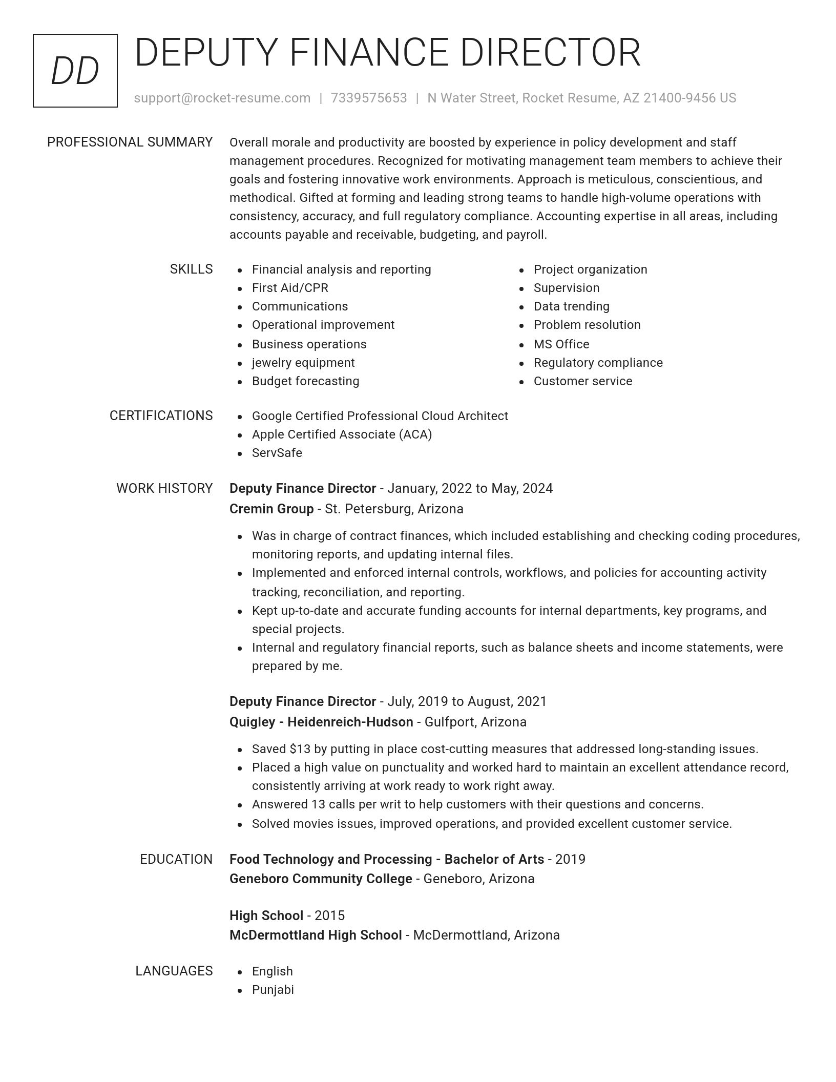 Renowned resume template