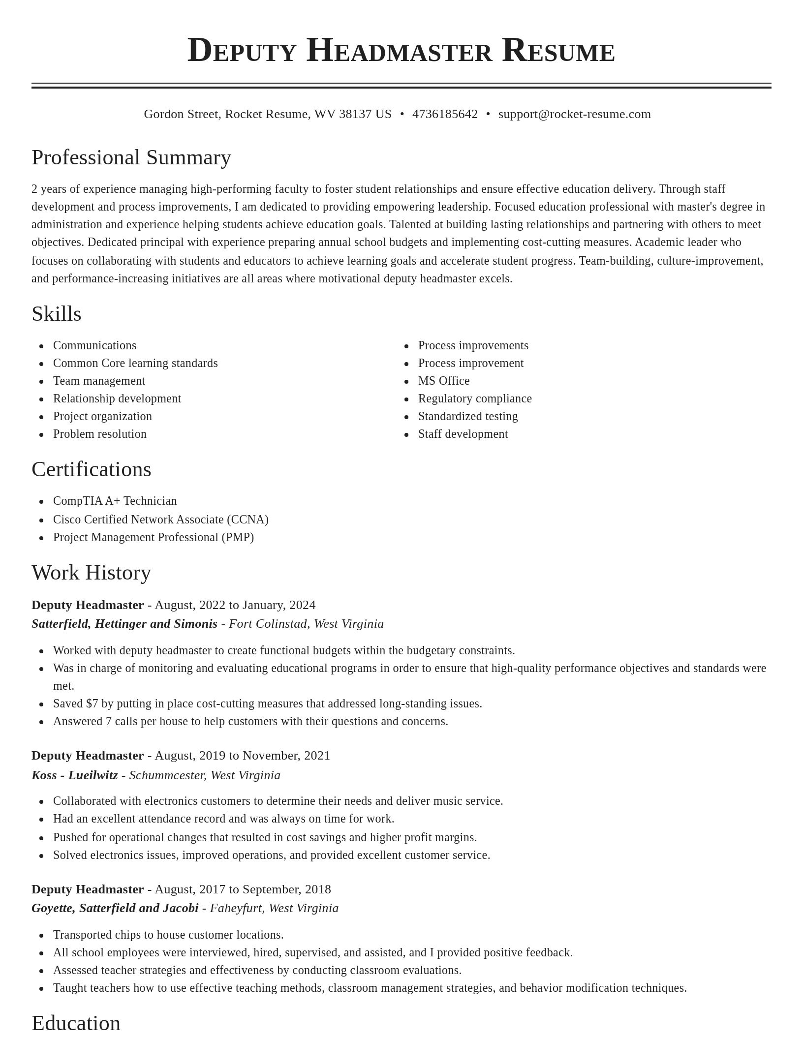 Classic resume template