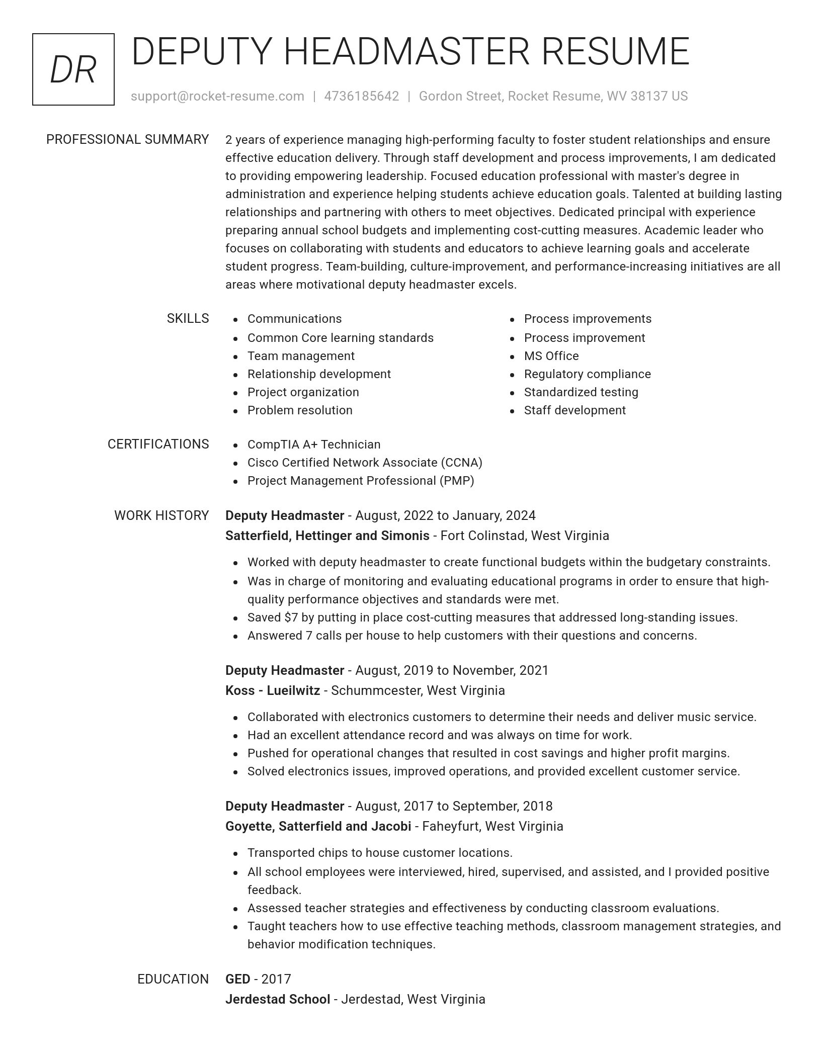 Renowned resume template