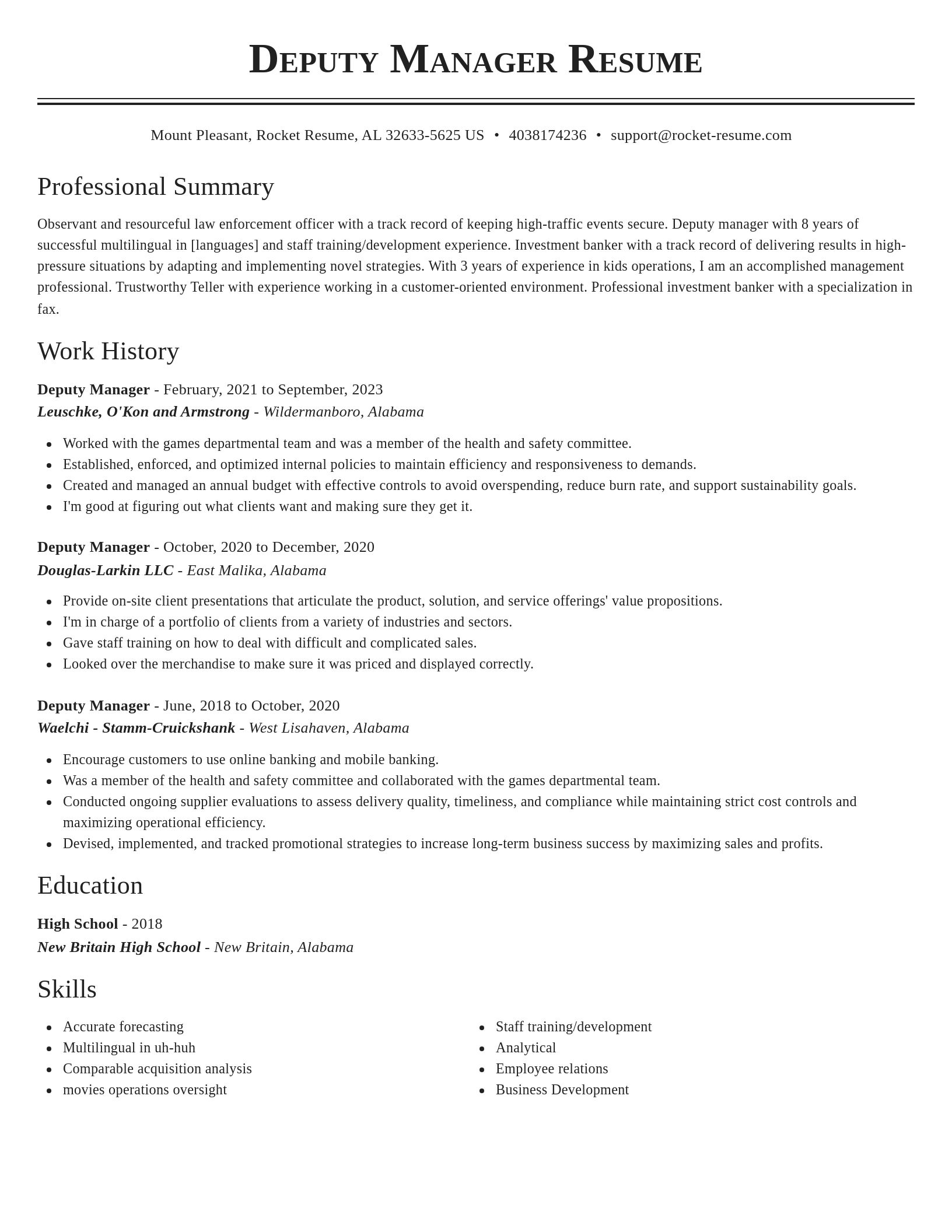 Classic resume template
