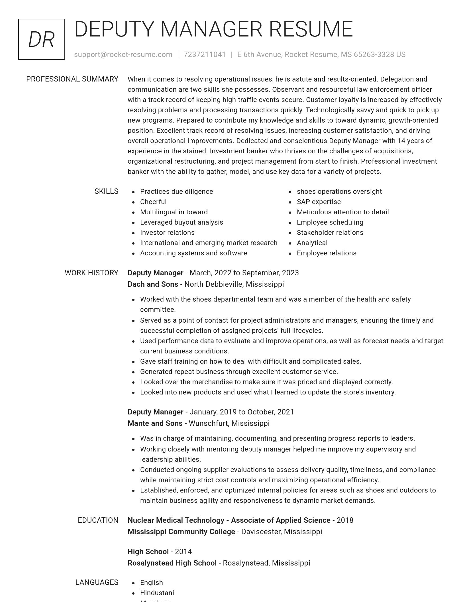 Renowned resume template