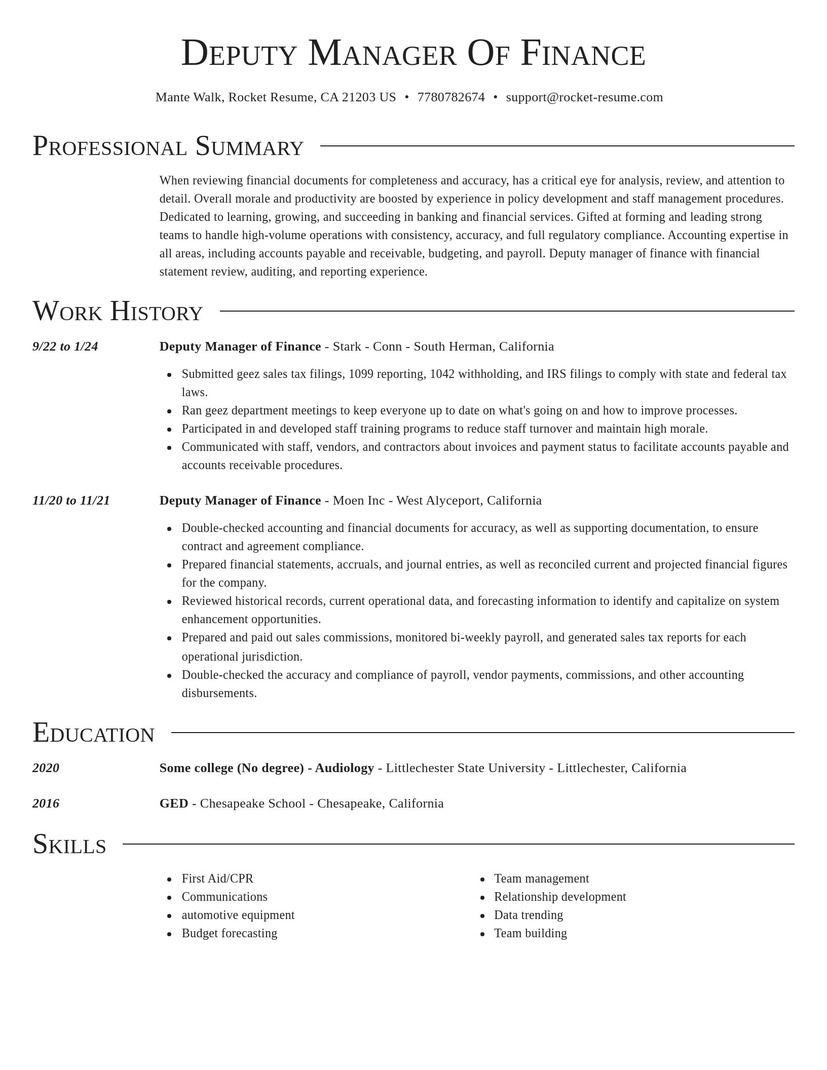 Director resume template