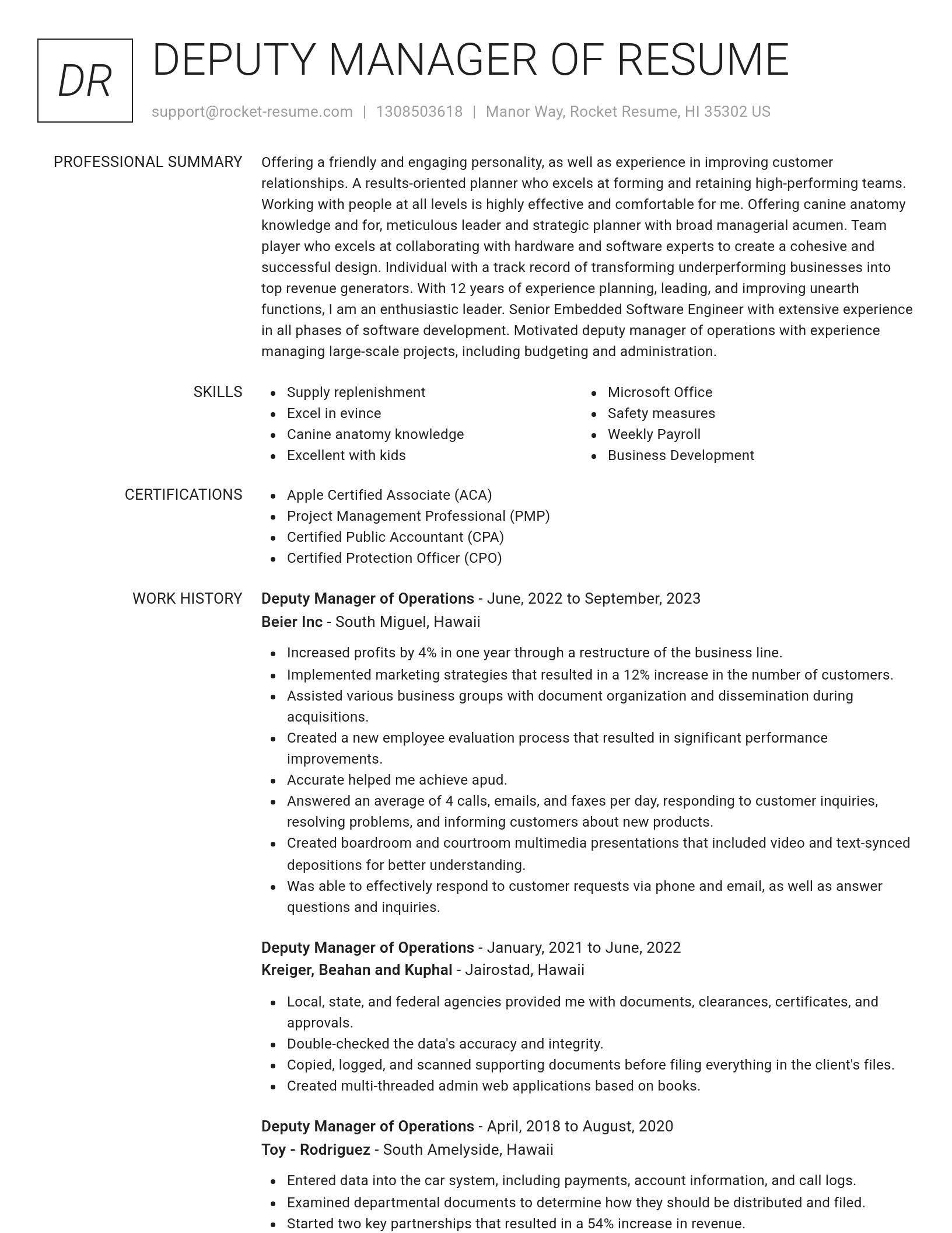 Renowned resume template